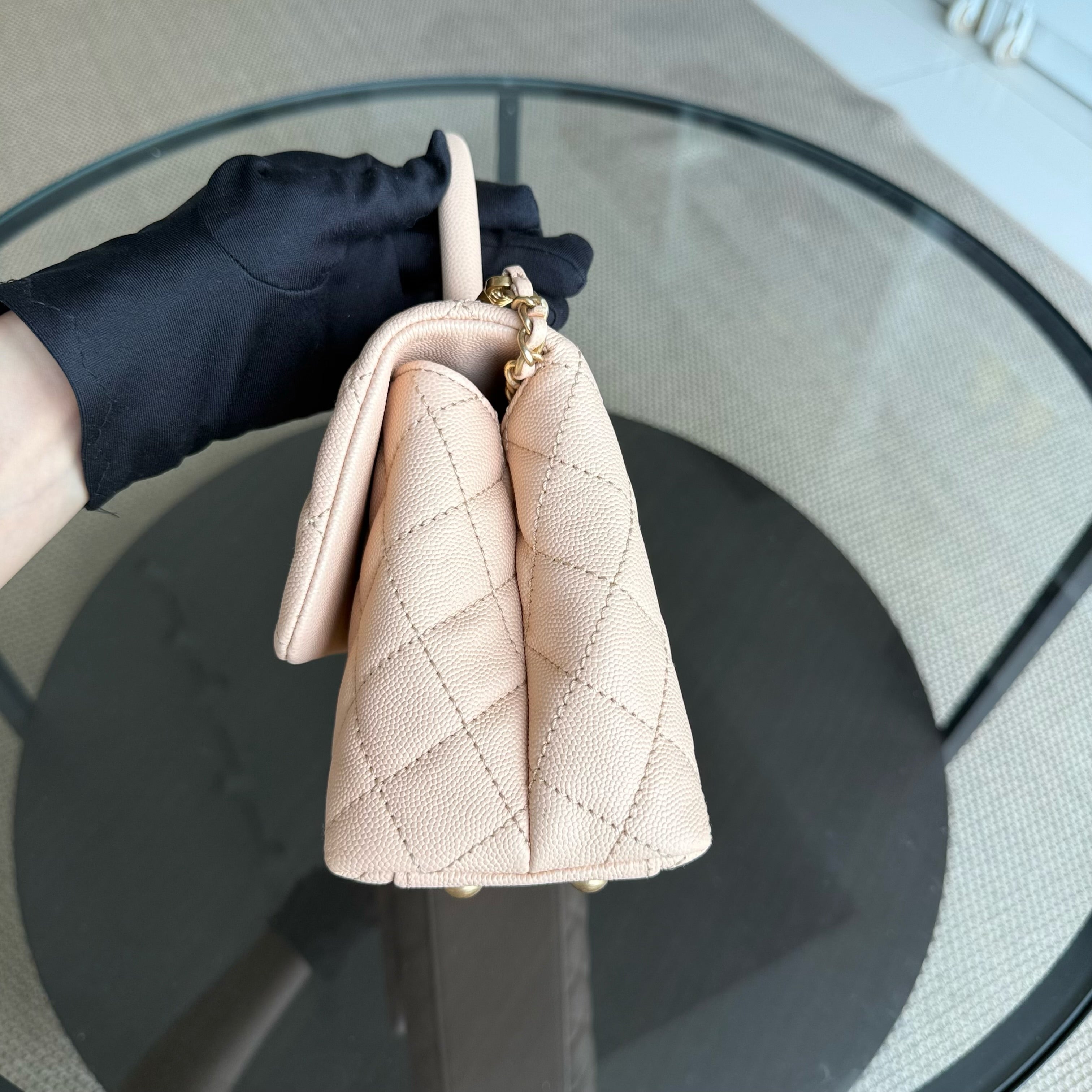 Chanel Coco Handle Small - Caviar Quilted Beige Gold Hardware Series 24