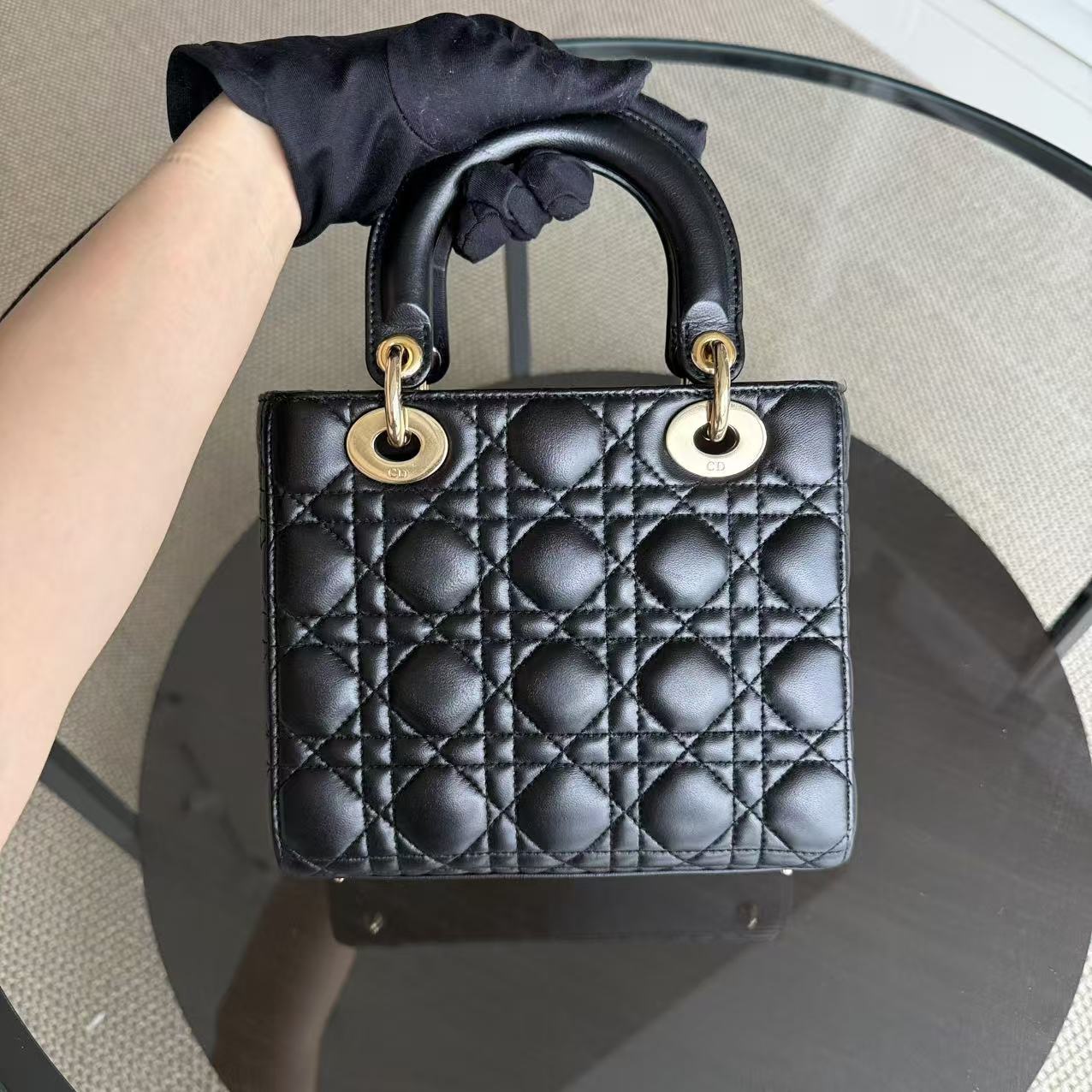 Dior Lady Small - Cannage Lambskin Black Gold Hardware