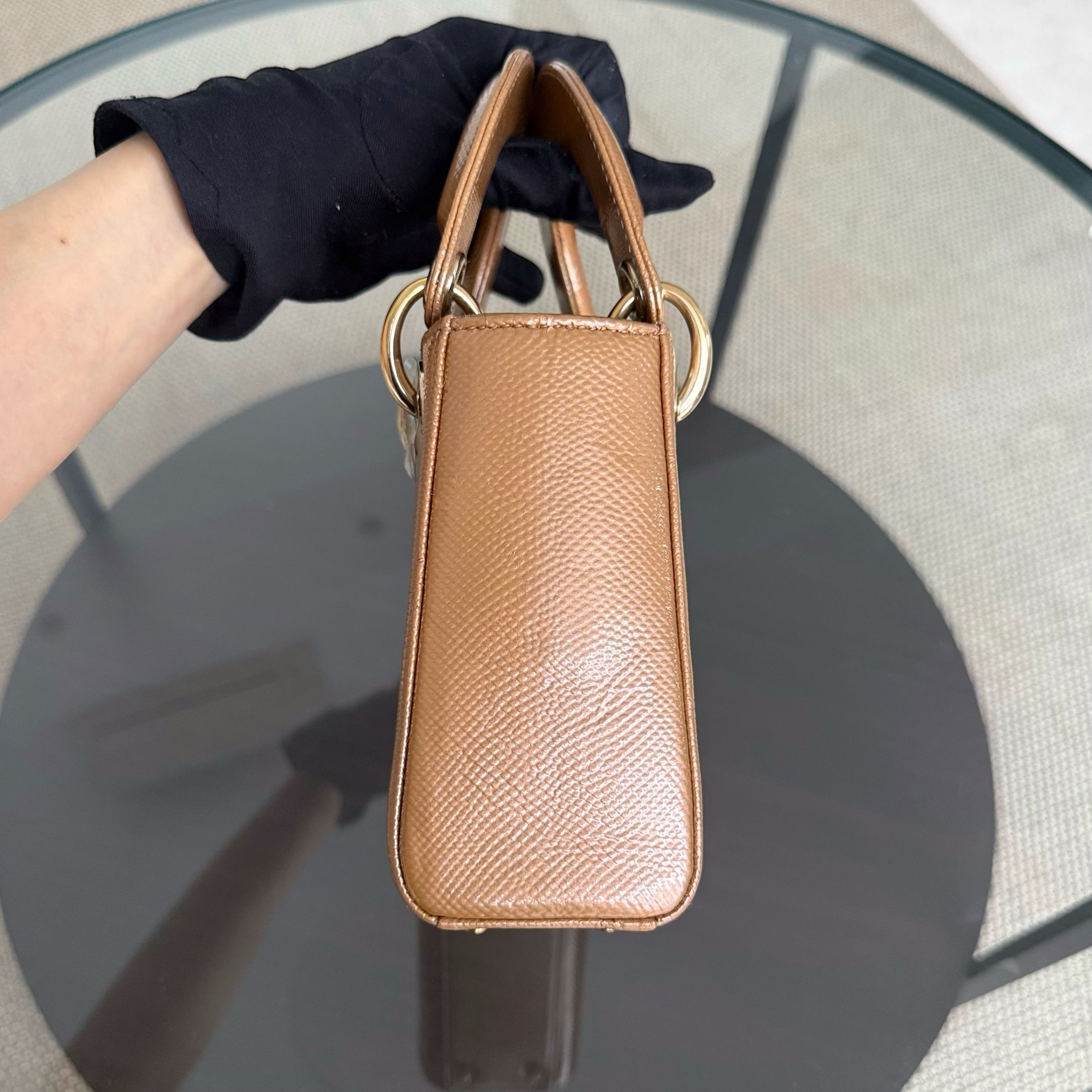 Dior Lady Mini - Exotic Lizard Caramel color Gold Hardware