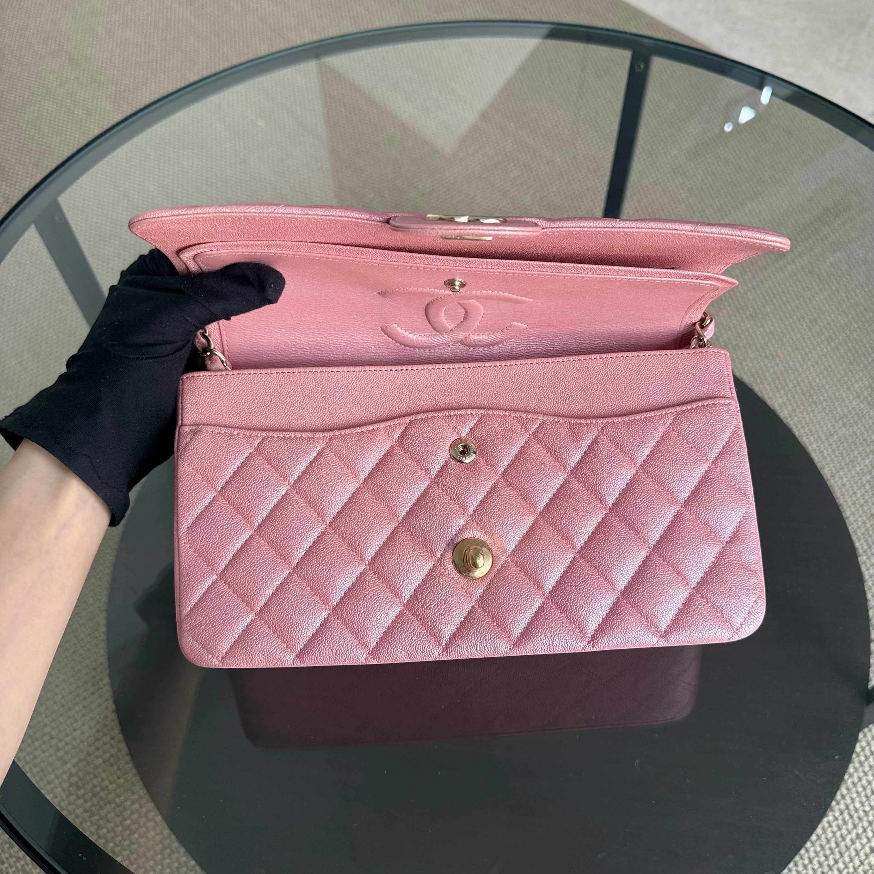 Chanel Classic Flap Medium - 25CM Quilted Caviar Light Pink Gold Hardware Series 27