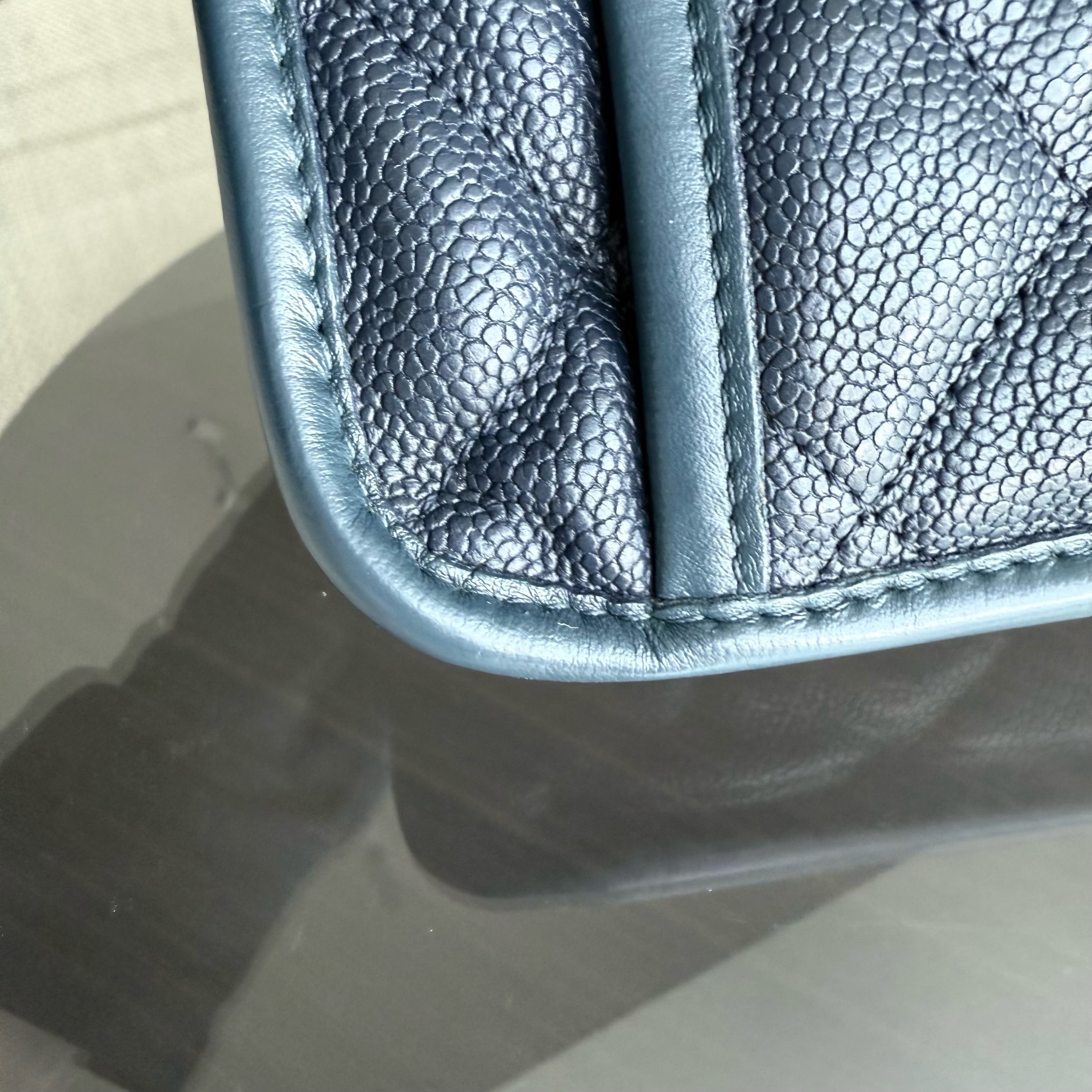 Chanel French Riviera - Caviar Quilted Grained Calfskin Dark Navy Blue Silver Hardware Series 15