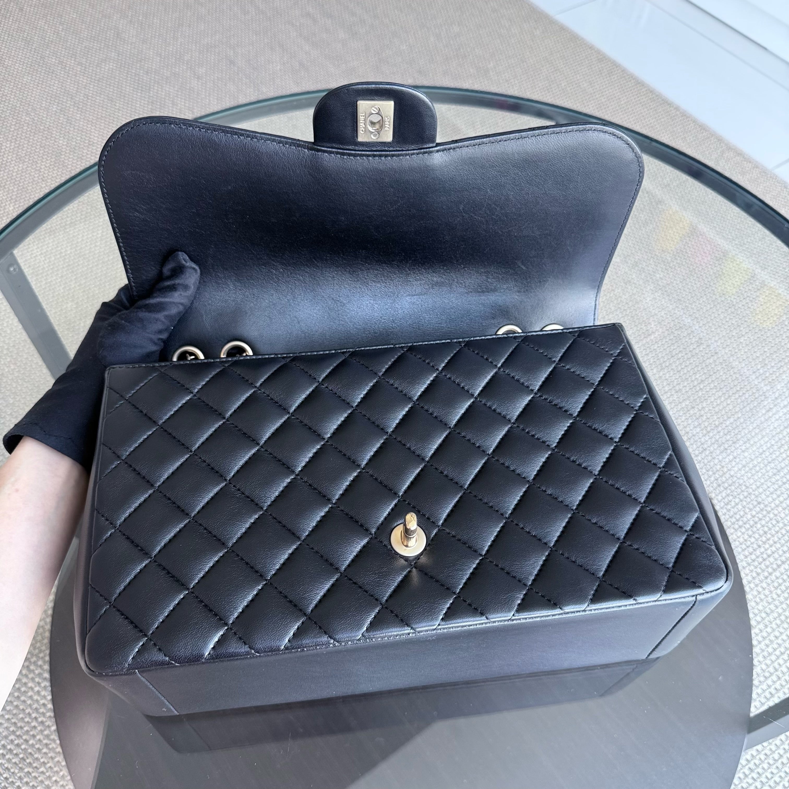 Chanel Chic Flap Jumbo Mademoiselle Quilted Lambskin Black Golden Hardware Series 21