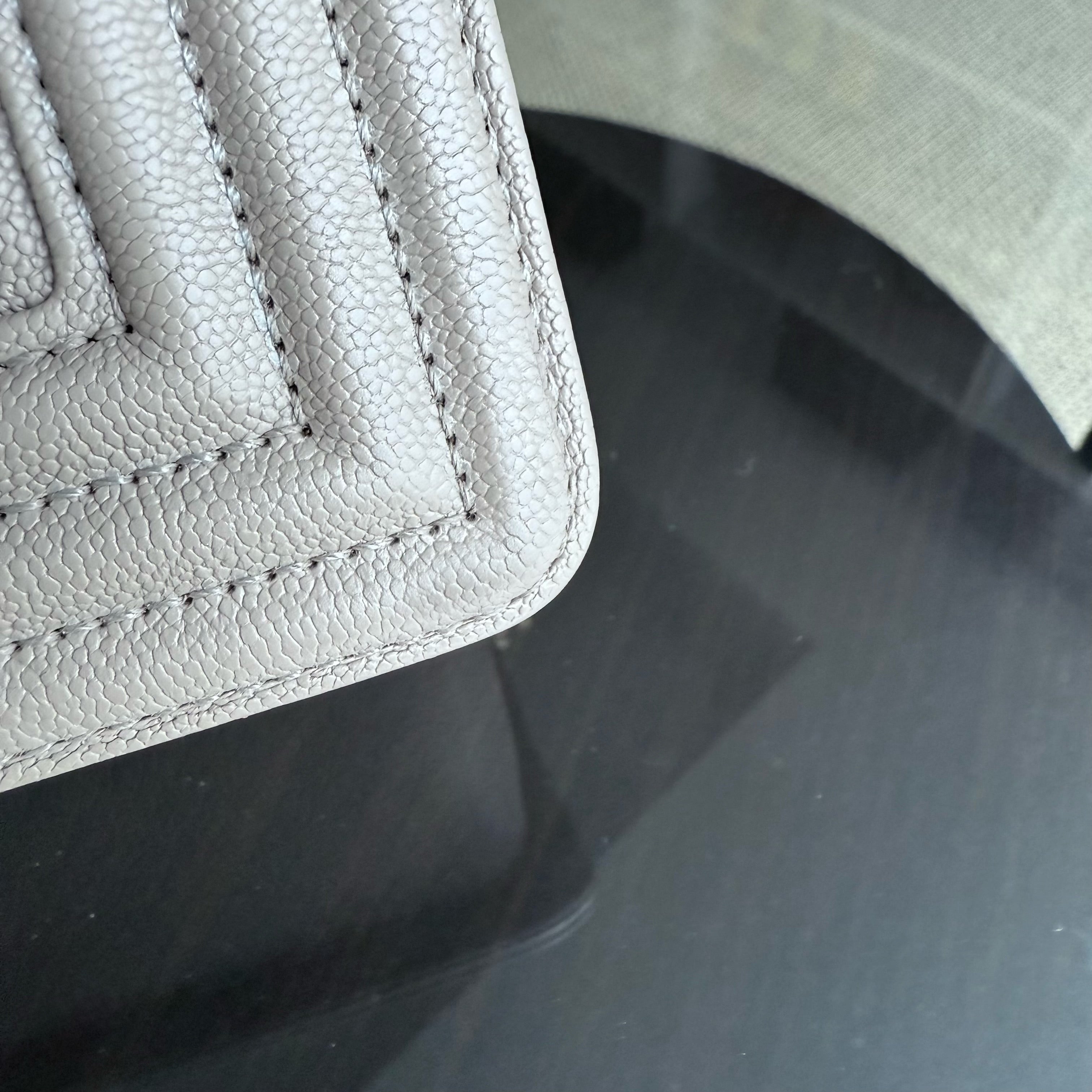 Chanel Boy Small - Caviar 20CM Quilted Grained Calfskin Grey Gray Gold Hardware Series 27