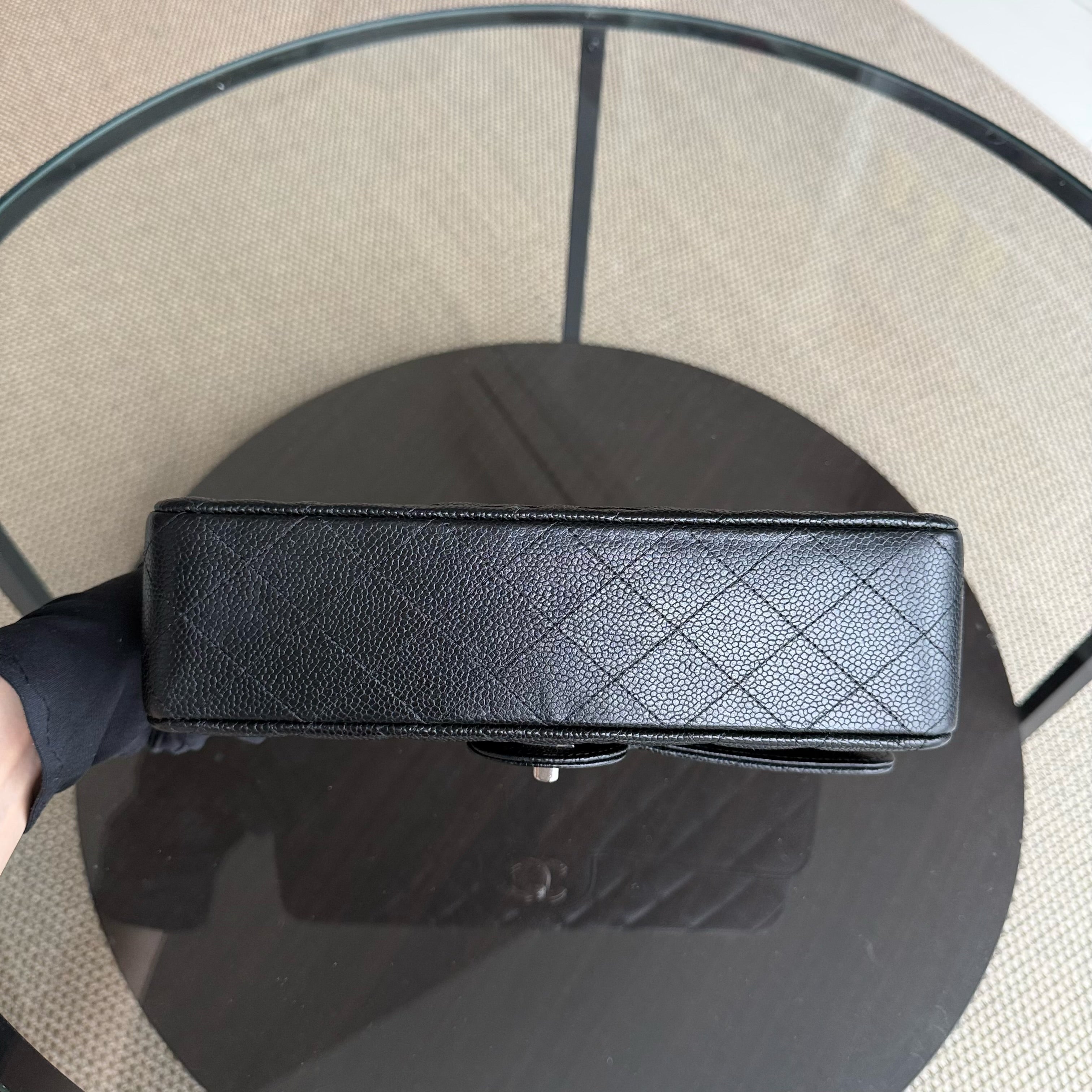 Chanel Classic Flap Medium - 25CM Quilted Caviar Black Silver Hardware Series 12