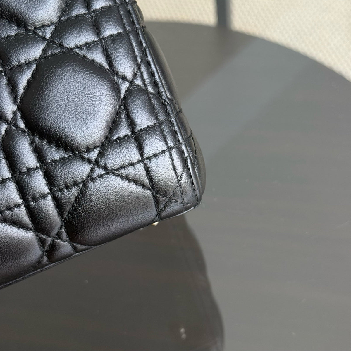 Dior Lady Medium - Flap Open Cannage Lambskin Black Gold Hardware NO STRAP
