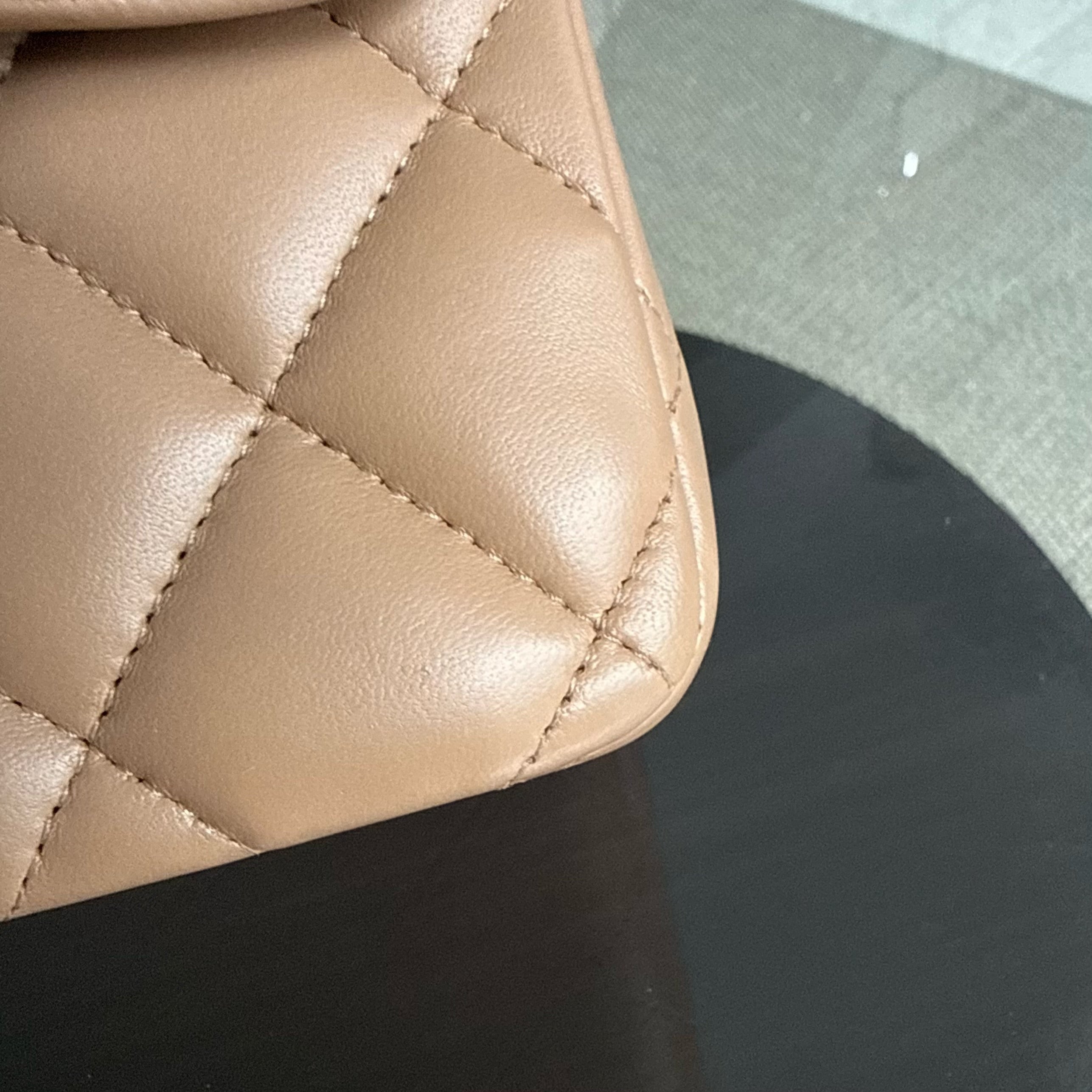 Chanel Classic Flap Jumbo - Double Flap 30CM Quilted Lambskin Caramel Dark Beige Gold Hardware Series 18