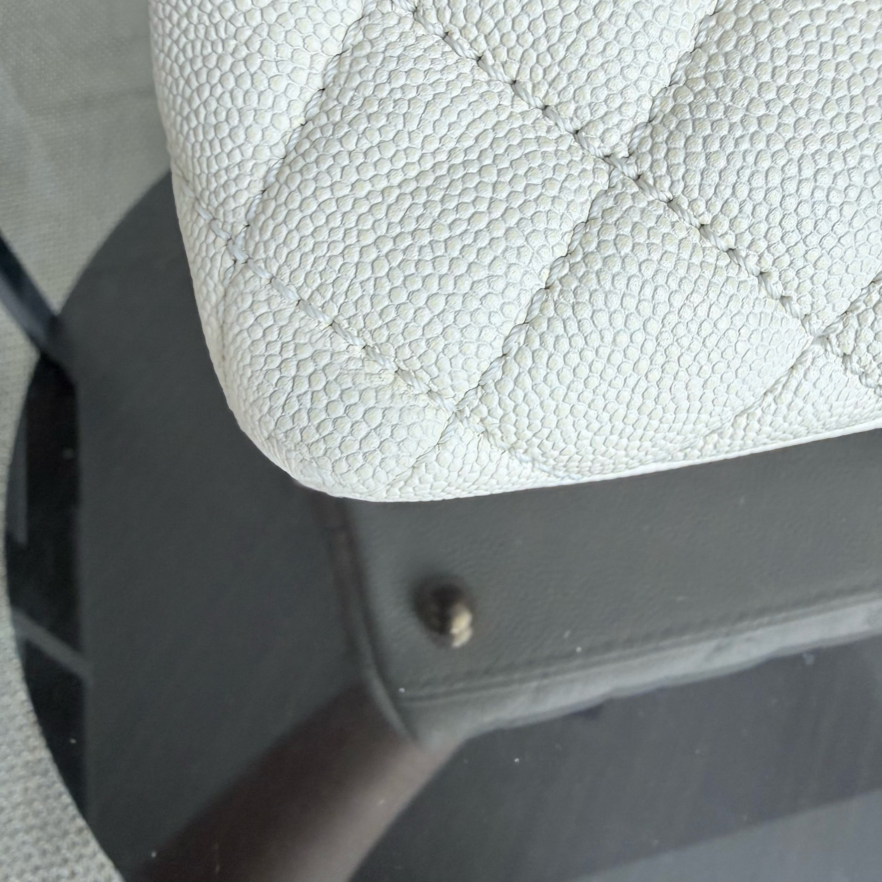 Chanel Coco Handle Small - Caviar Quilted Lizard Handle White Gold Hardward 24