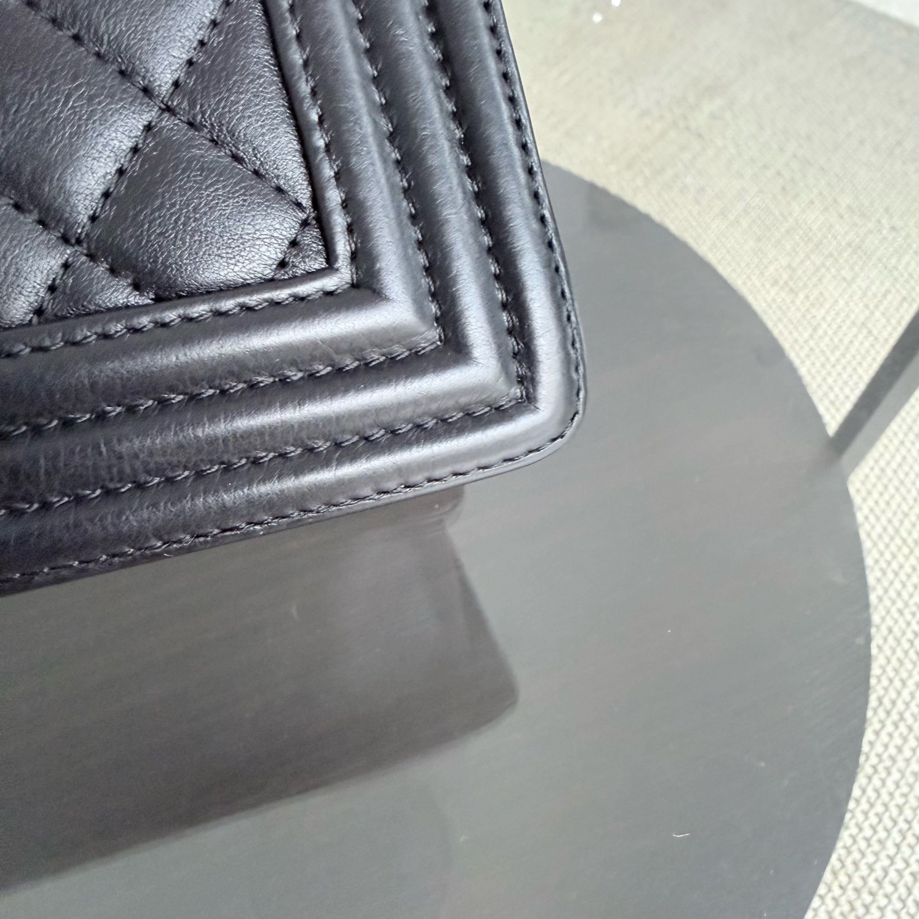 Chanel Boy Large - 30CM Quilted Calfskin Black Silver Hardware Series 17