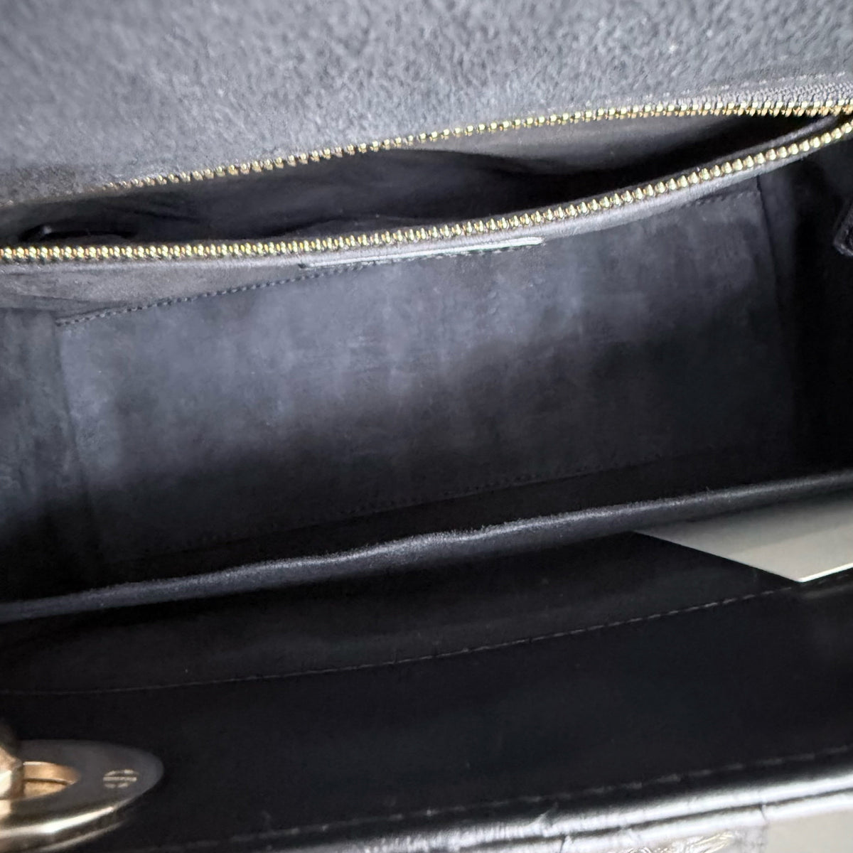 Dior Lady Medium - Flap Open Cannage Lambskin Black Gold Hardware NO STRAP