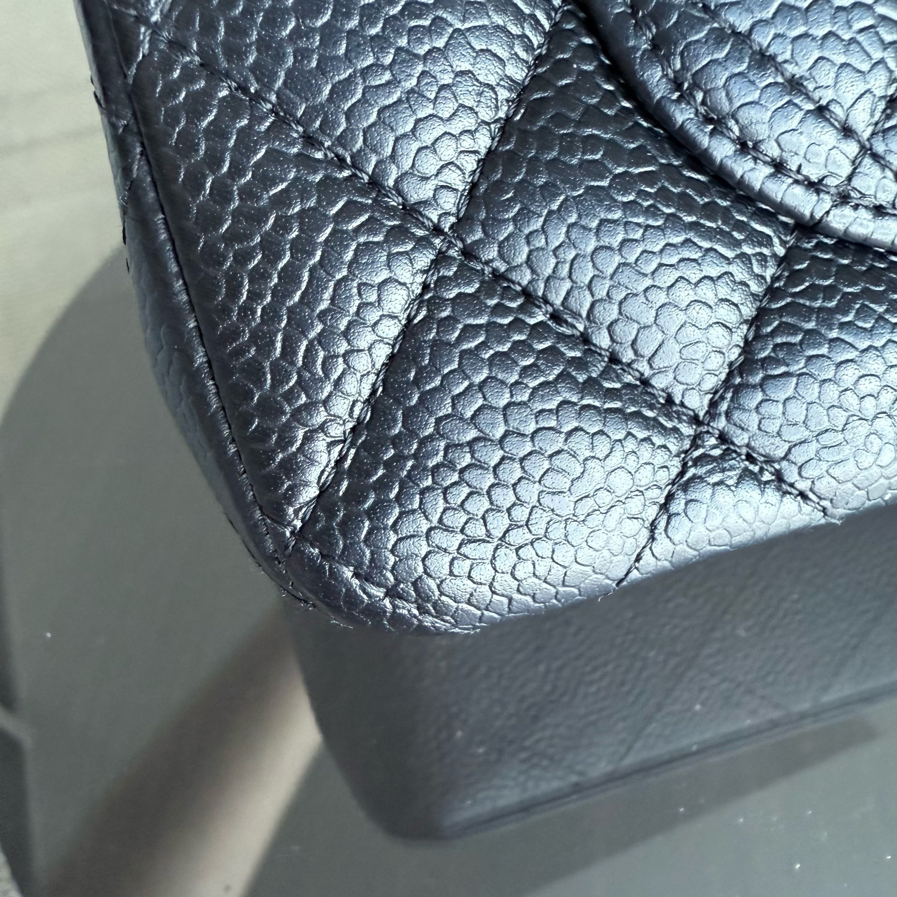 Chanel Classic Flap Small - 23CM Quilted Caviar Black Silver Hardware Series 19