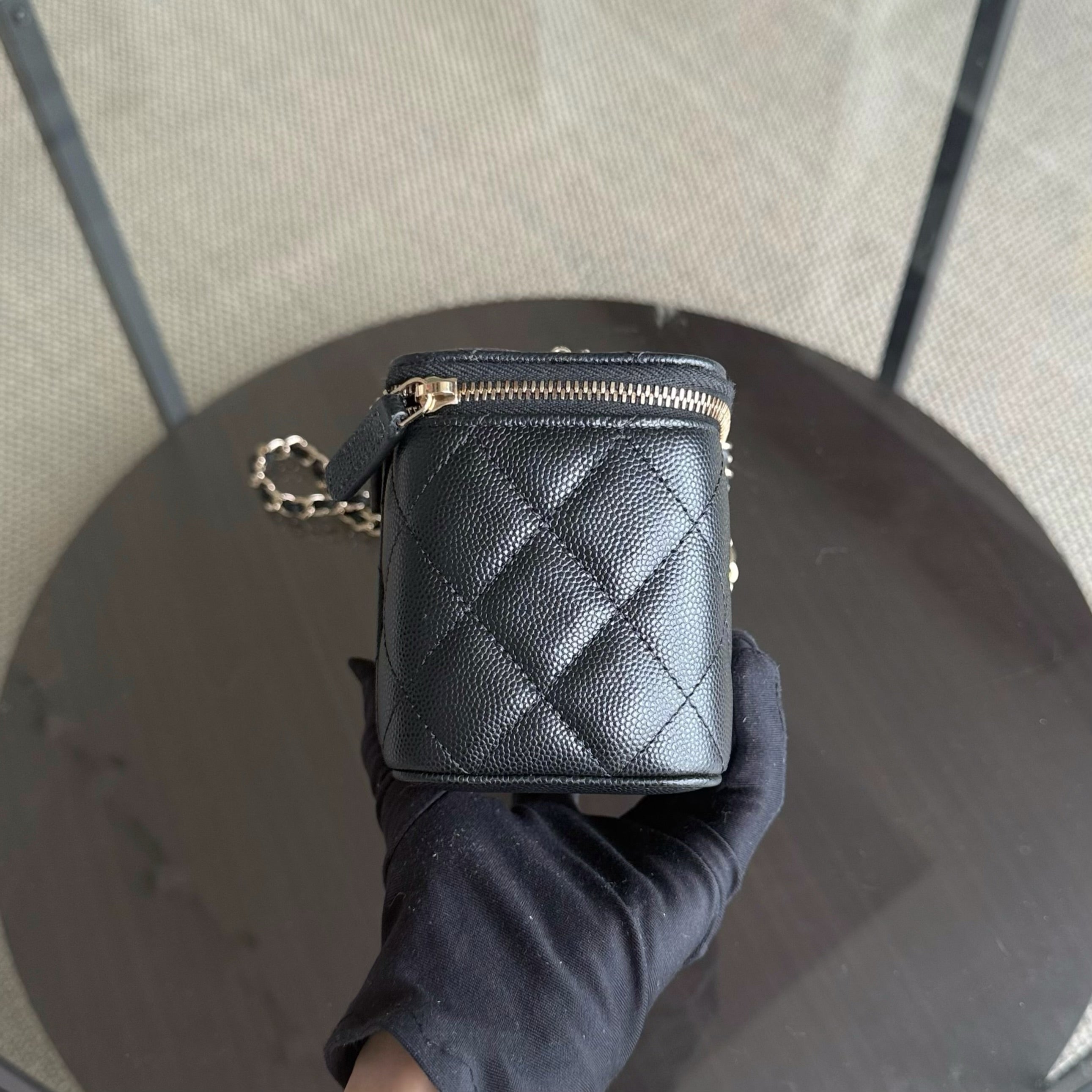 Chanel Long Vanity Classic Quilted Caviar Small Black LGHW Series 31