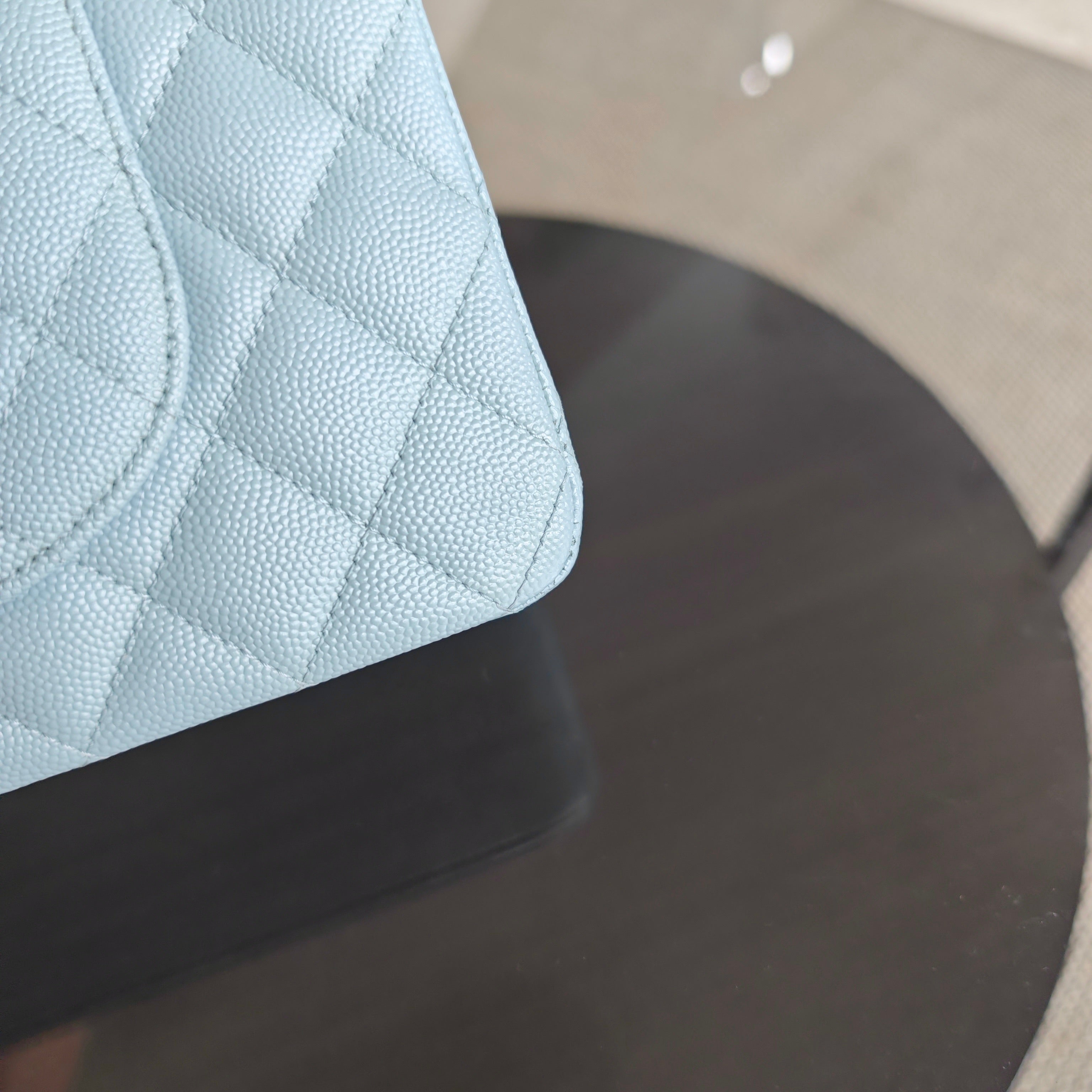 Chanel Classic Flap Medium - Caviar 25CM Quilted Light Blue Baby Blue Gold Hardware Microchip