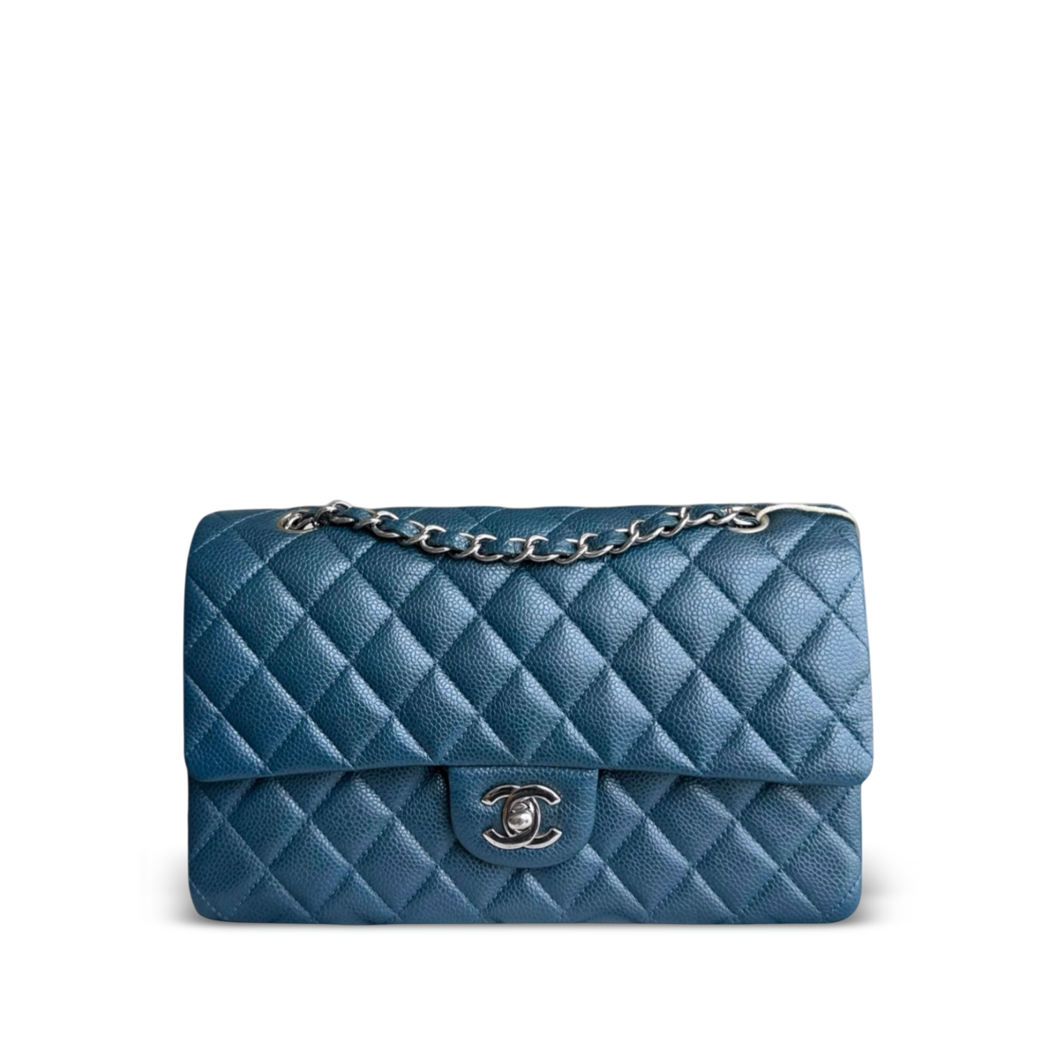 Chanel Classic Flap Medium - Caviar 25CM Quilted Blue Gold Hardware Series 20