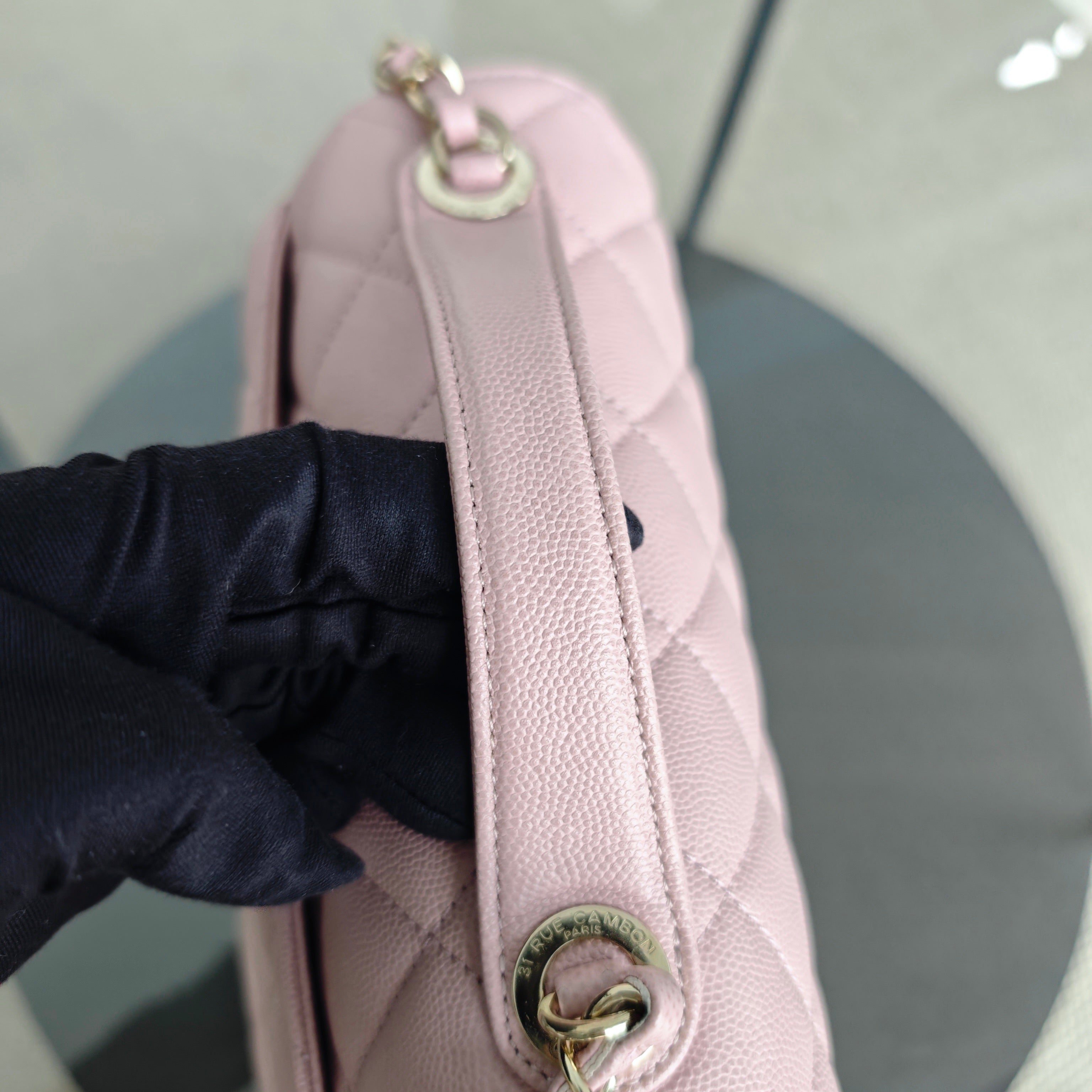 Chanel Business Affinity - Medium 23CM Caviar Quilted Sakura Light Pink Gold Hardware Series 25