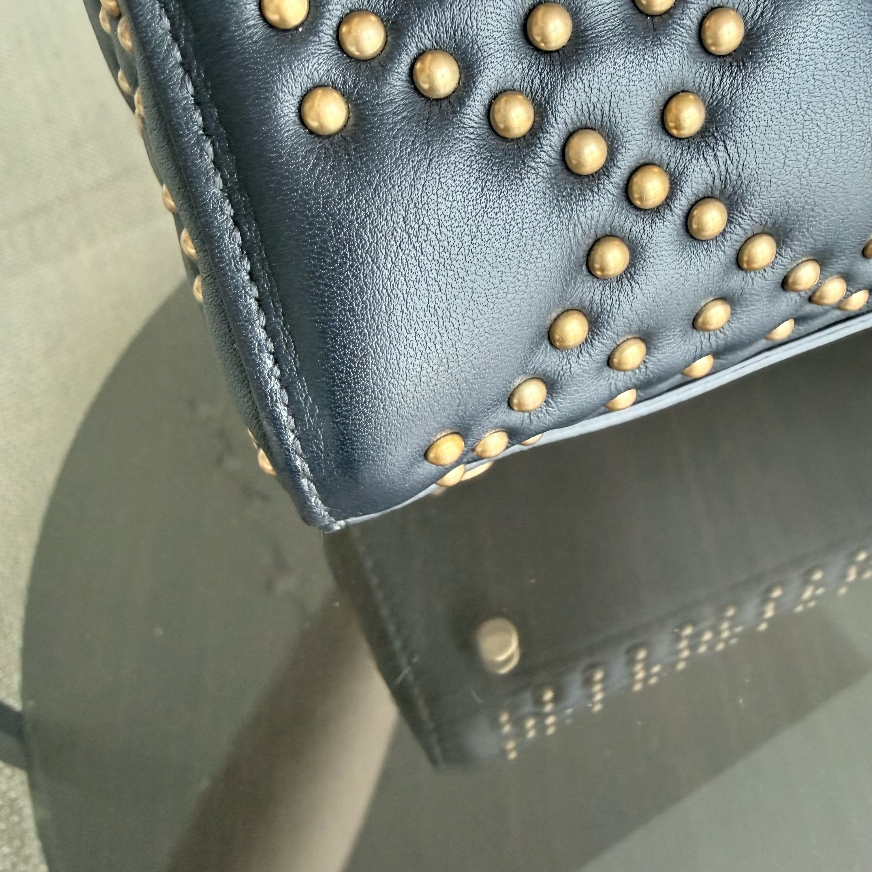 Dior Lady Small Flap - Cannage Calfskin Studded Black Gold Hardware