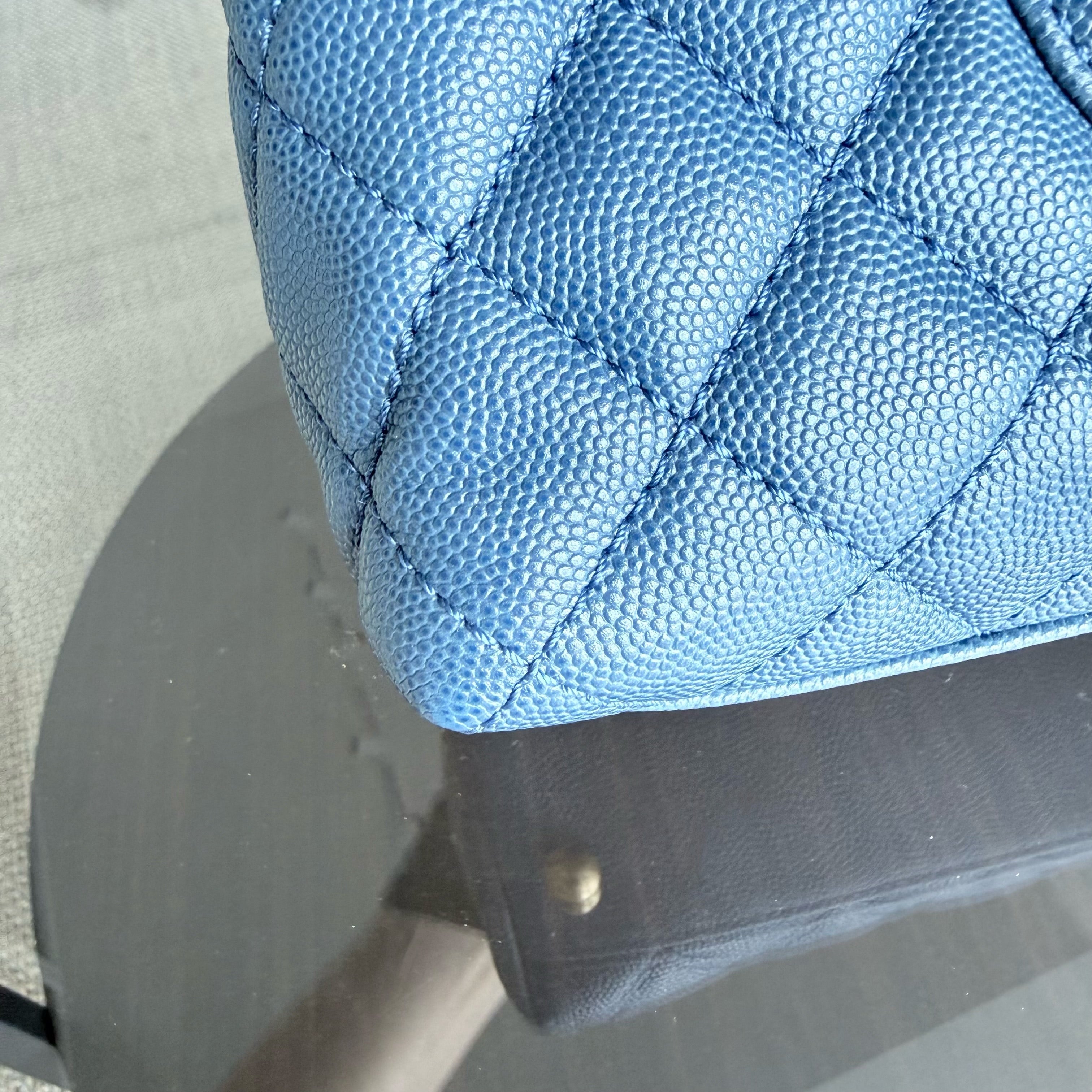 Chanel Coco Handle Medium - Caviar 29CM Quilted Blue Gold Hardware Series 24