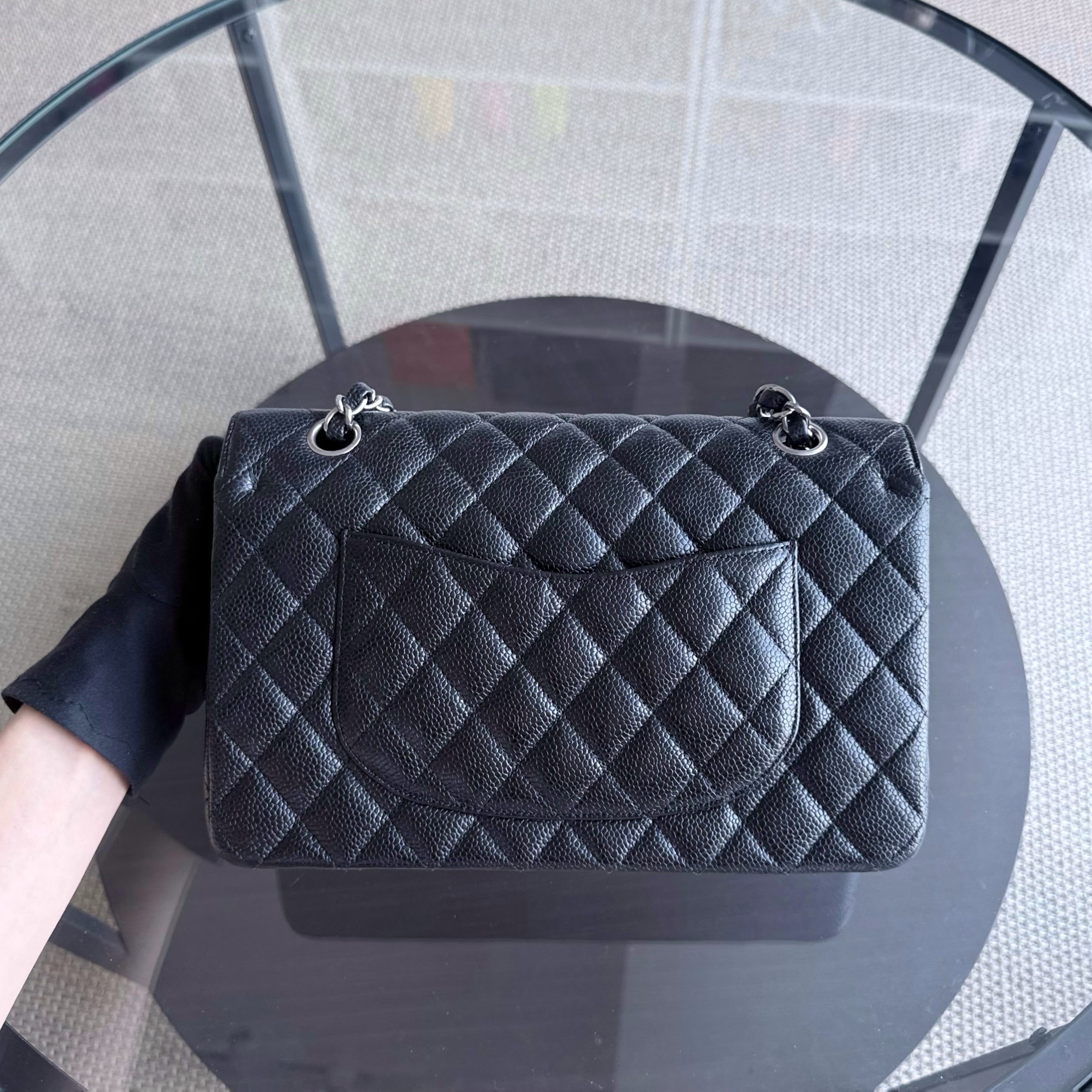 Chanel Classic Flap Medium - 25CM Quilted Caviar Black Silver Hardware Series 20