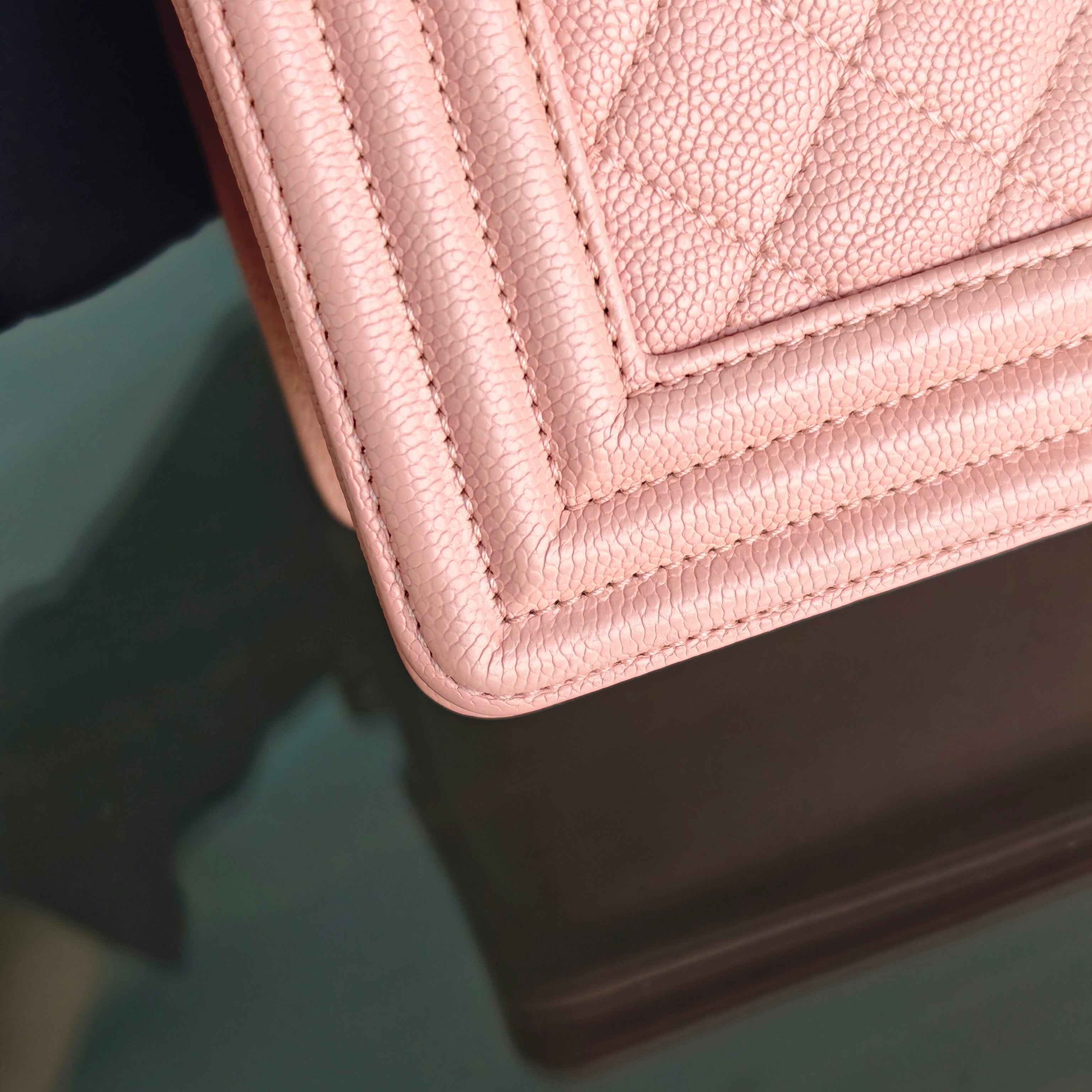 Chanel Boy Medium - Caviar 25CM Quilted Light Pink Gold Hardware Series 25