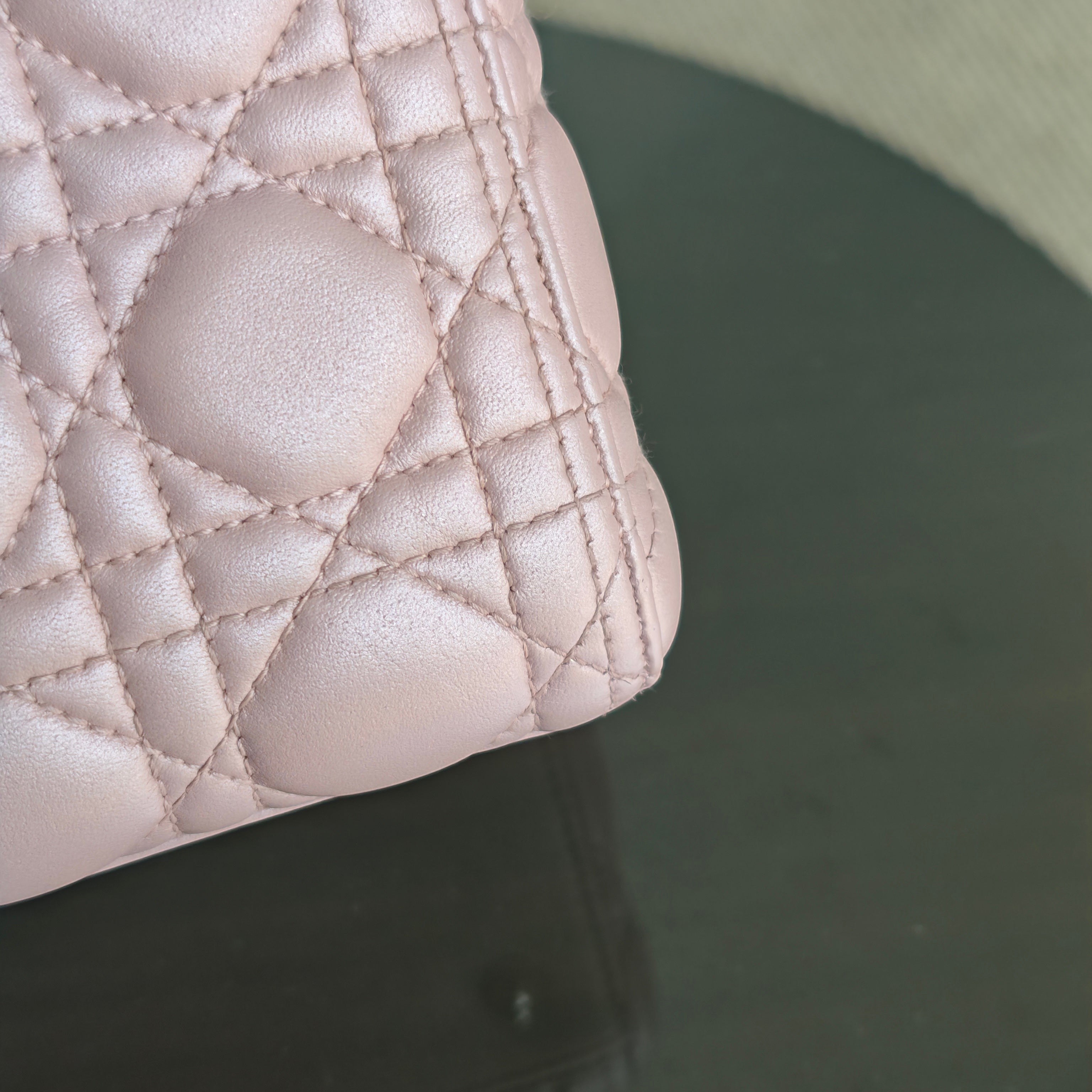 Dior Lady Medium - Cannage Lambskin Light Pink Gold Hardware Adjustable Strap