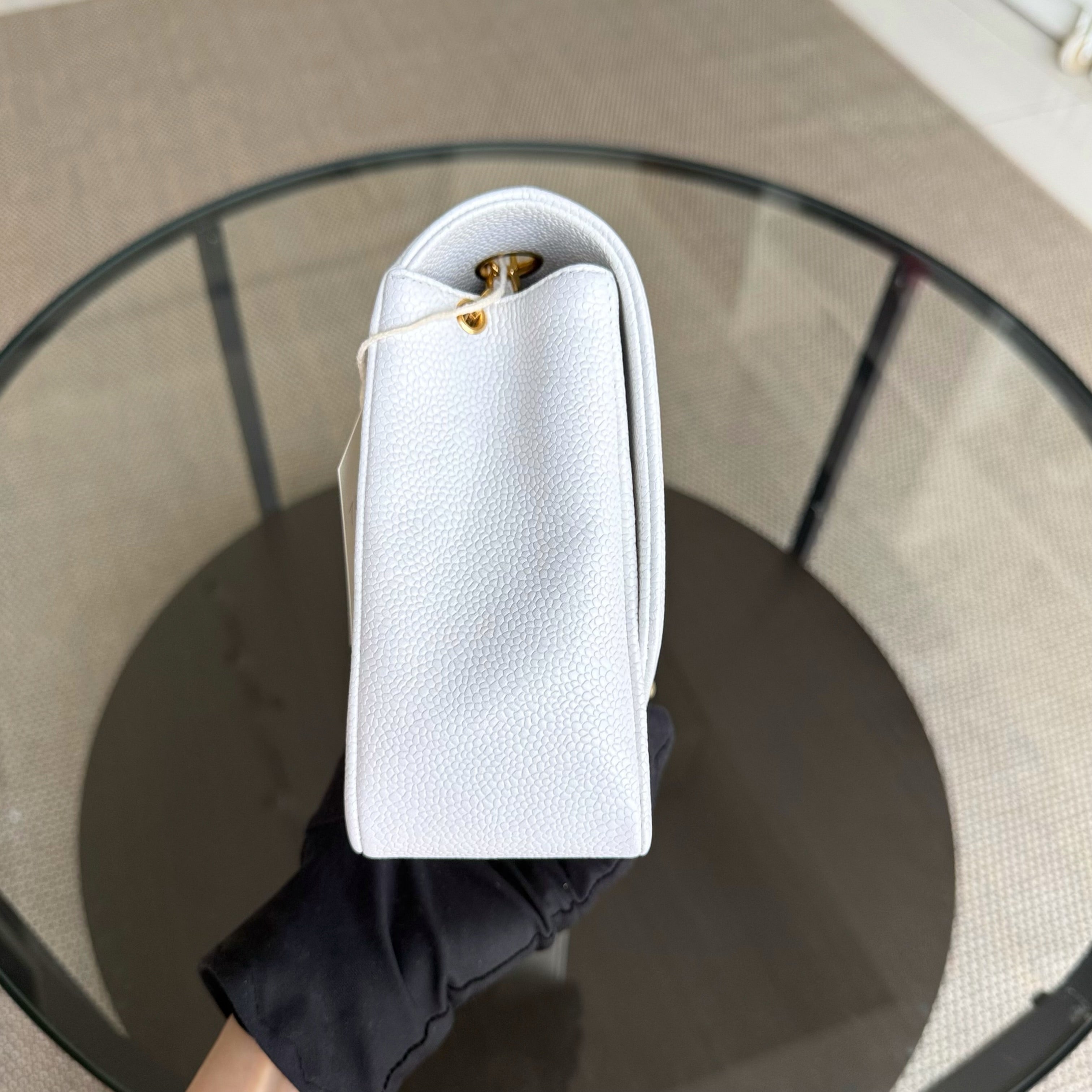 Chanel Diana Medium Vintage - 25CM Quilted Caviar White Gold Hardware Series 2