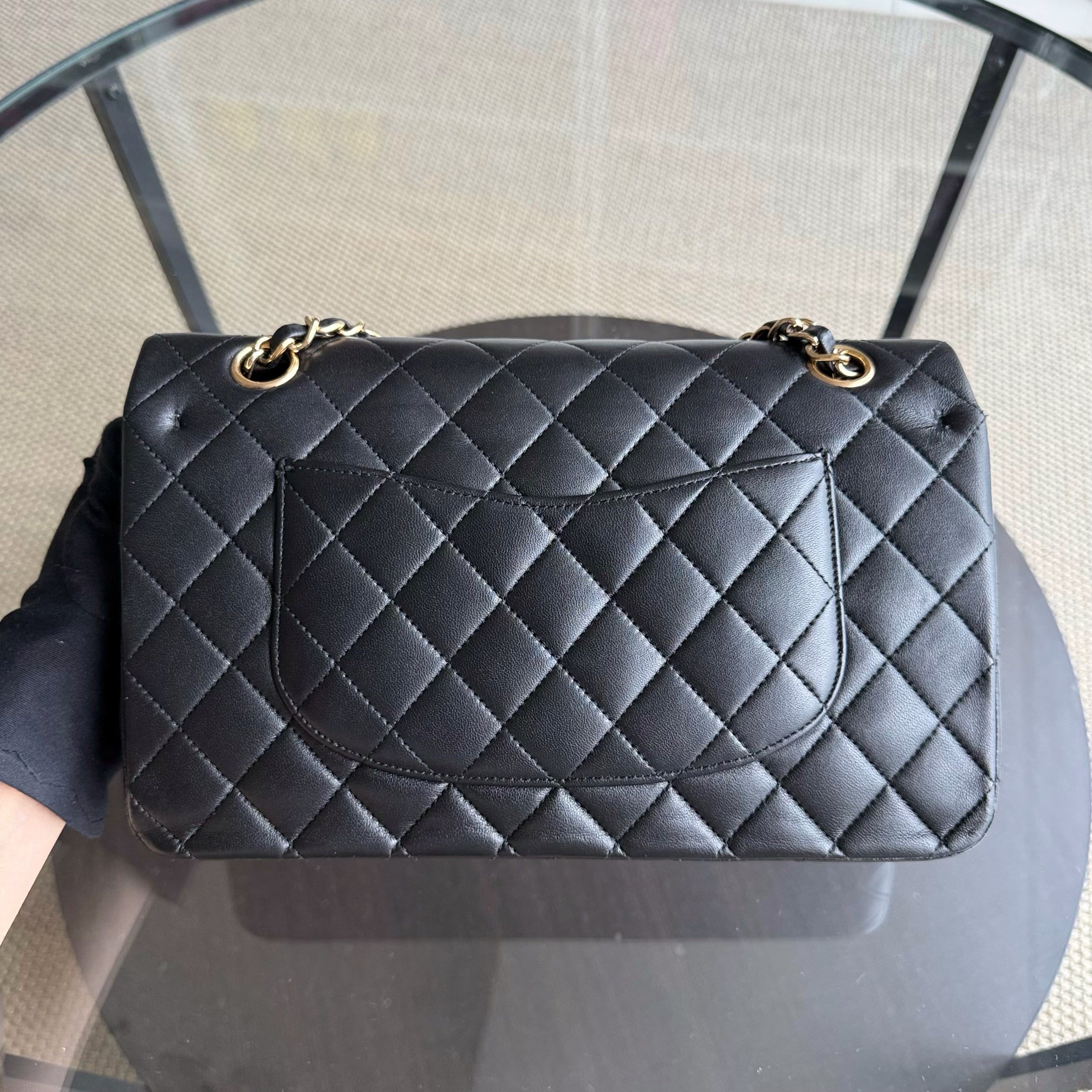 Chanel Classic Flap Medium - 25CM Quilted Lambskin Black Gold Hardware Series 13