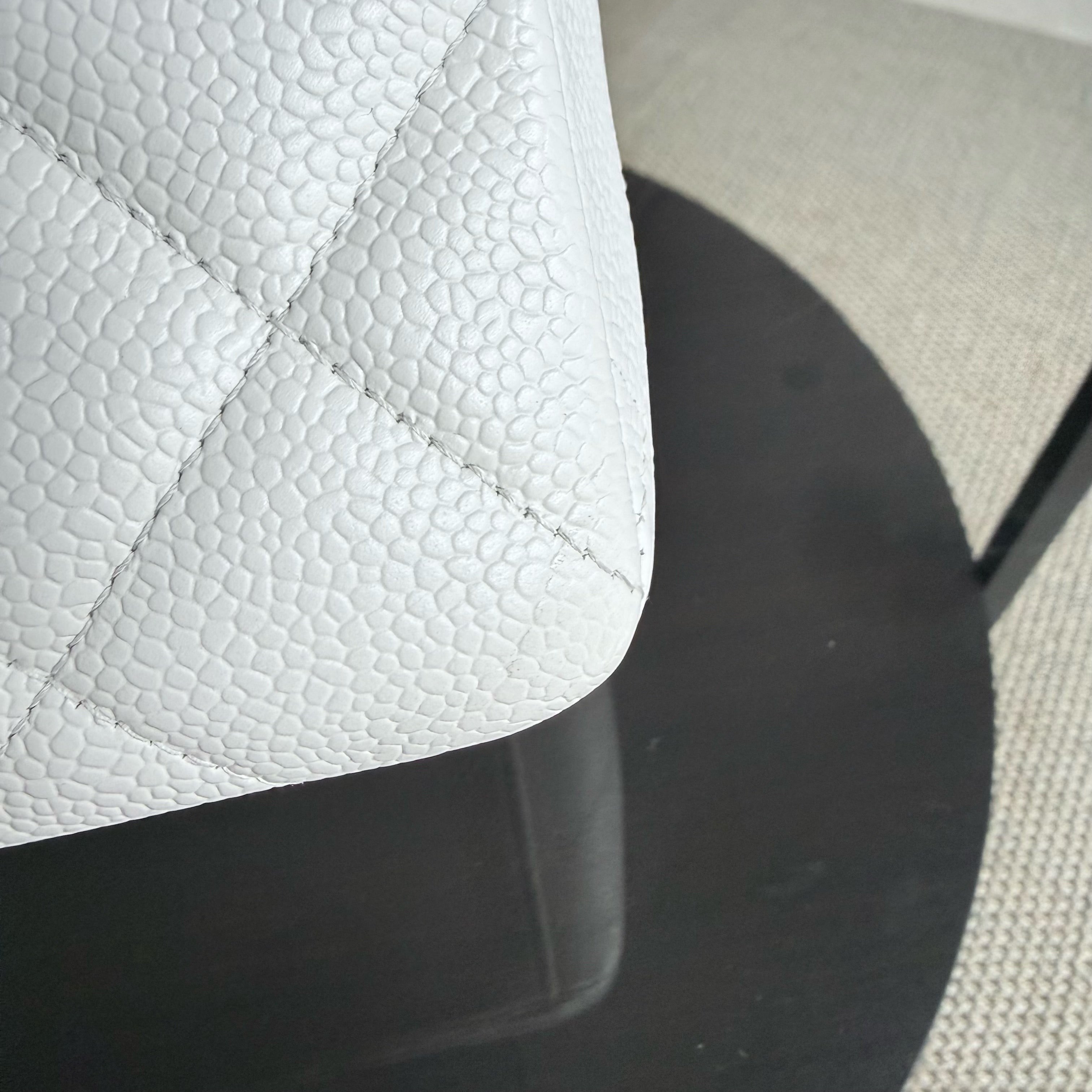 Chanel Classic Flap Maxi - Caviar 33CM Single Flap Quilted White Silver Harware Series 13