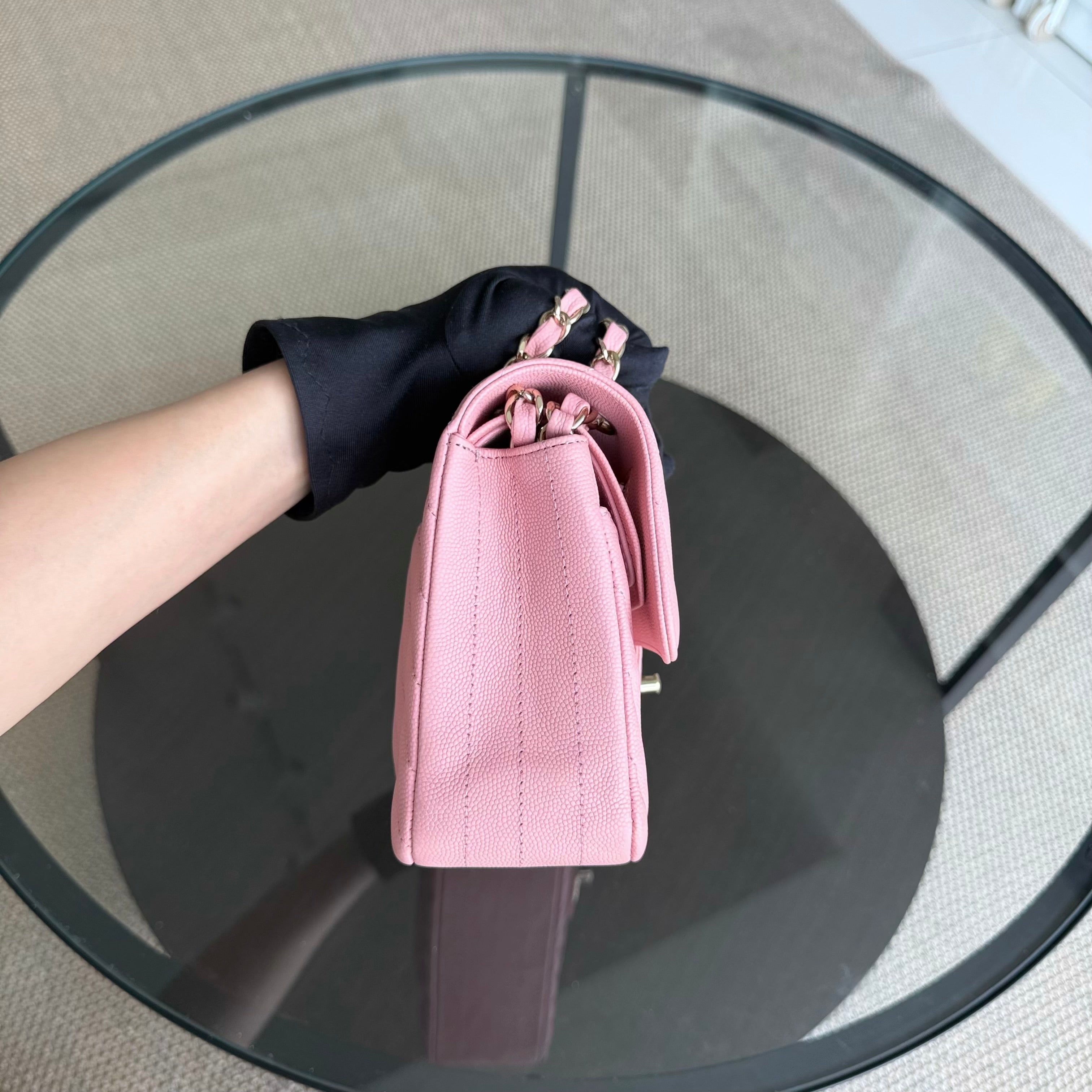 Chanel Classic Flap Small - Caviar 23CM Chevron Light Pink Gold Hardware Series 28