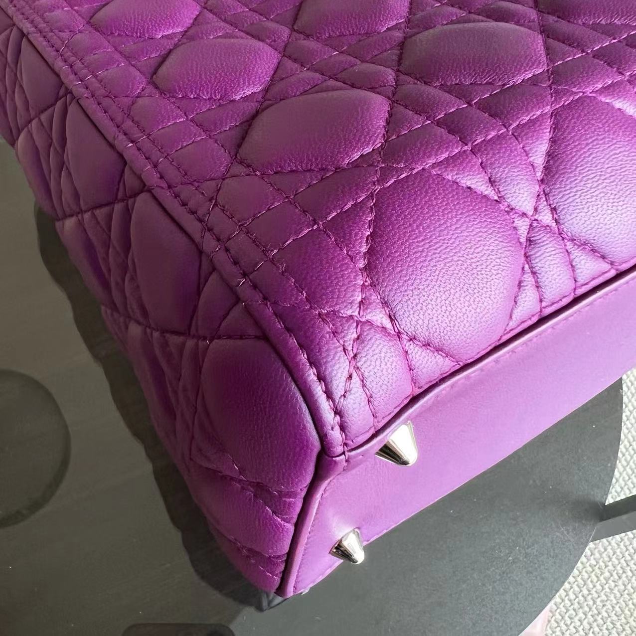 Dior Lady Medium Cannage Lambskin Purple SHW