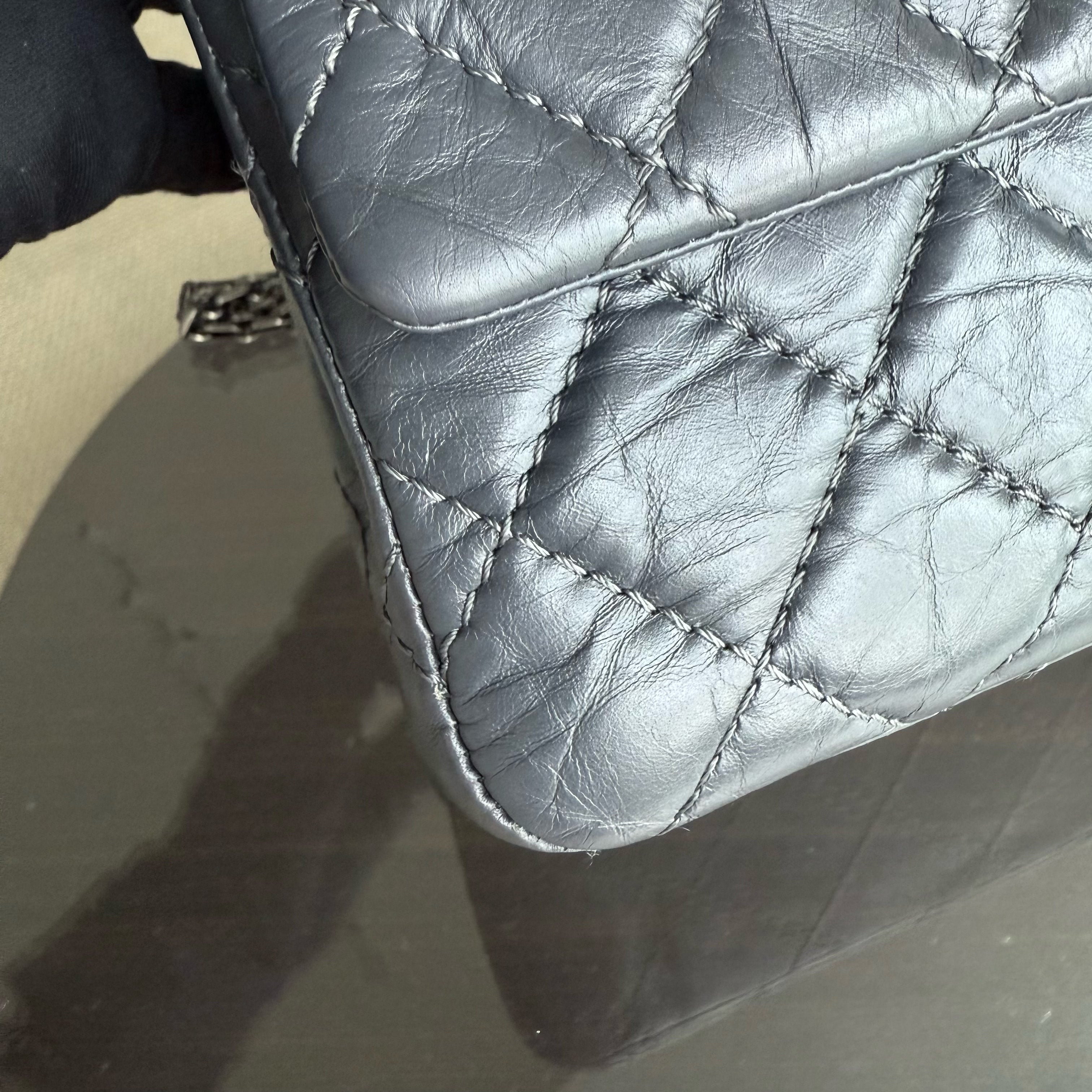 Chanel 2.55 Reissue 226 - Aged Quilted Calfskin Dark Grey Gray Ruthenium Silver Hardware Series 16