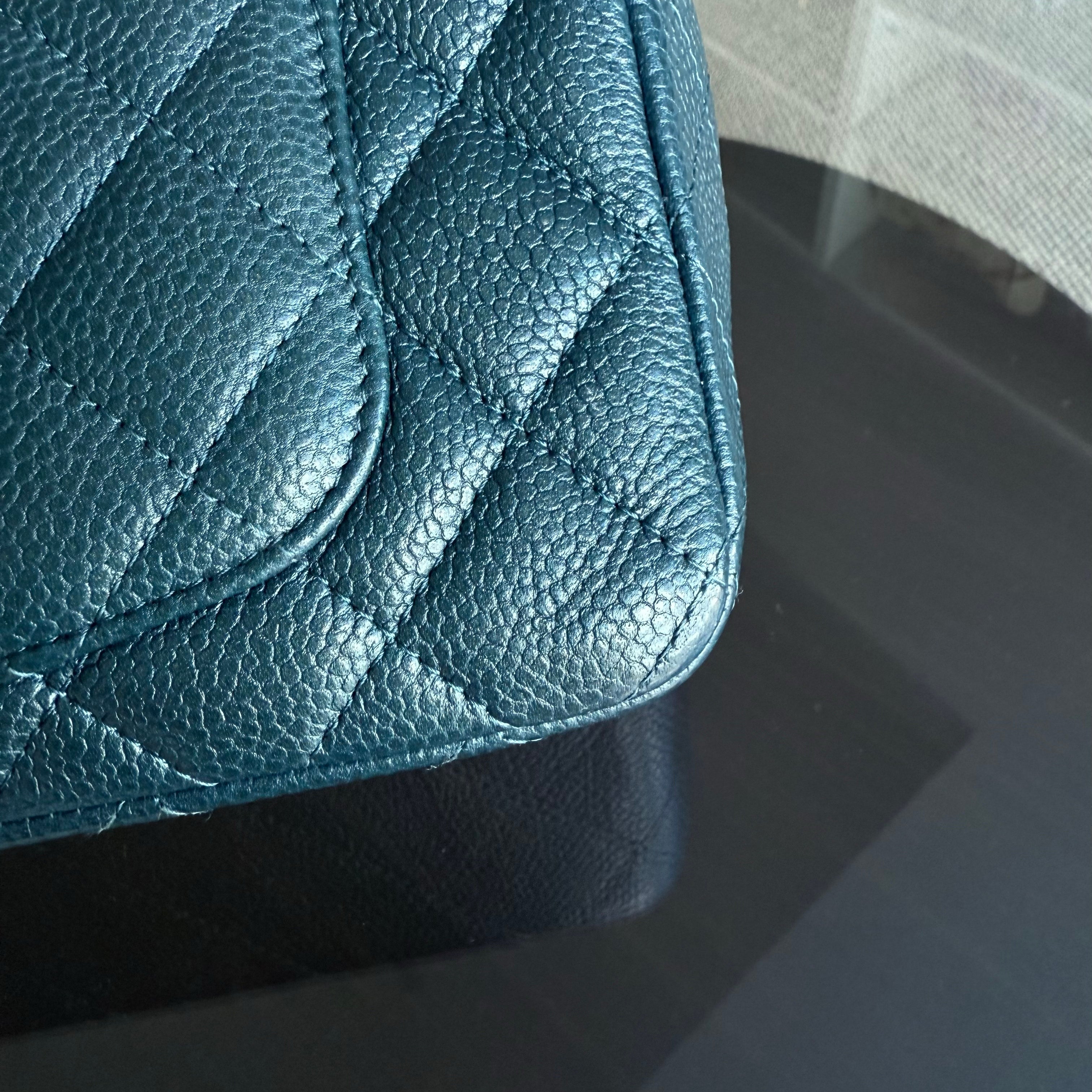 Chanel Classic Flap Mini - 20CM Caviar Quilted Dark Blue Green Silver Hardware Series 20