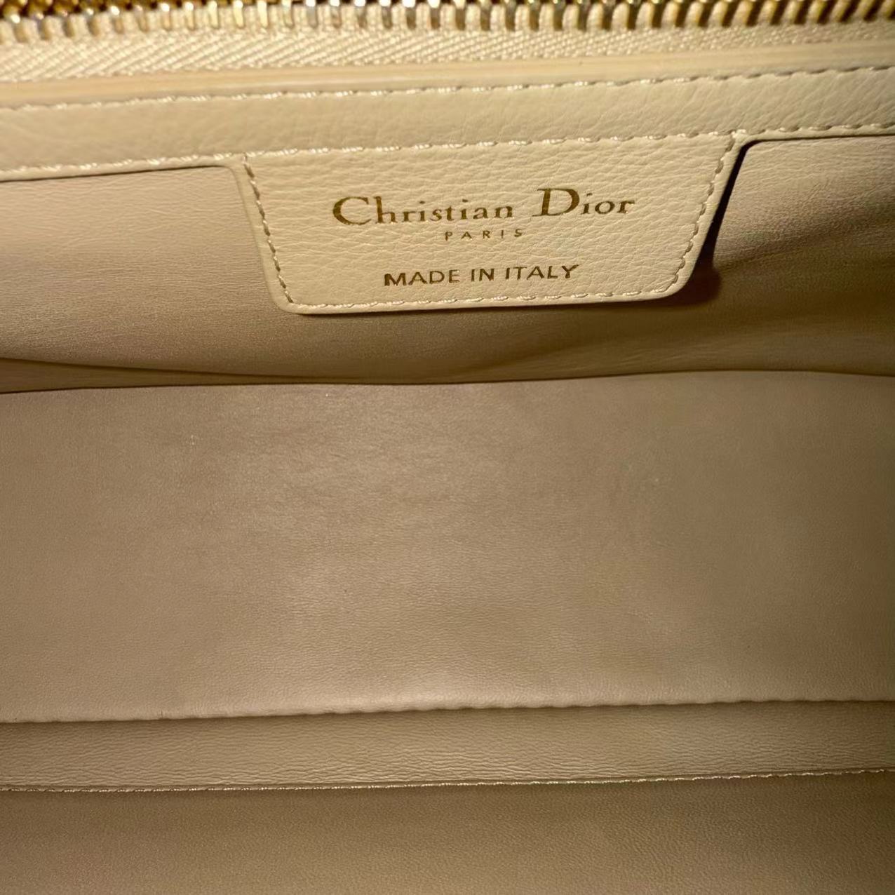 Dior Caro Large - Cannage Calfskin Light Beige Gold Hardware