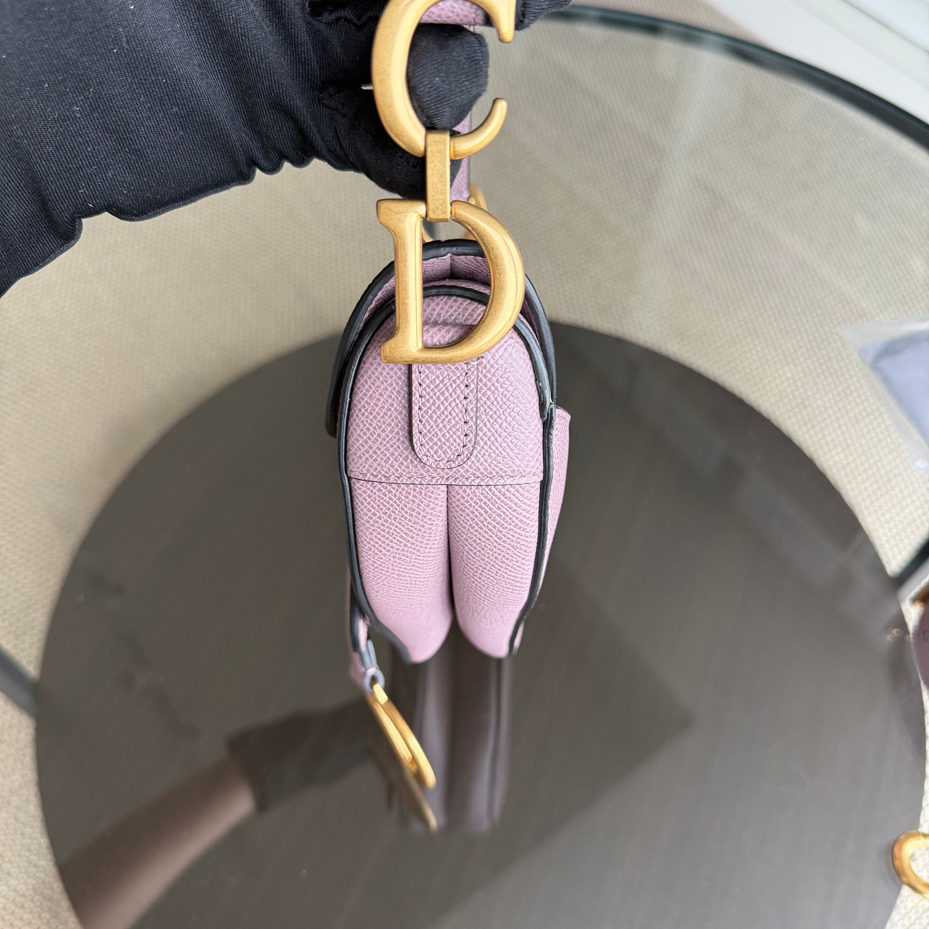 Dior Saddle Small - Grained Calfskin Adjustable Starp Nude Pink Gold Hardware