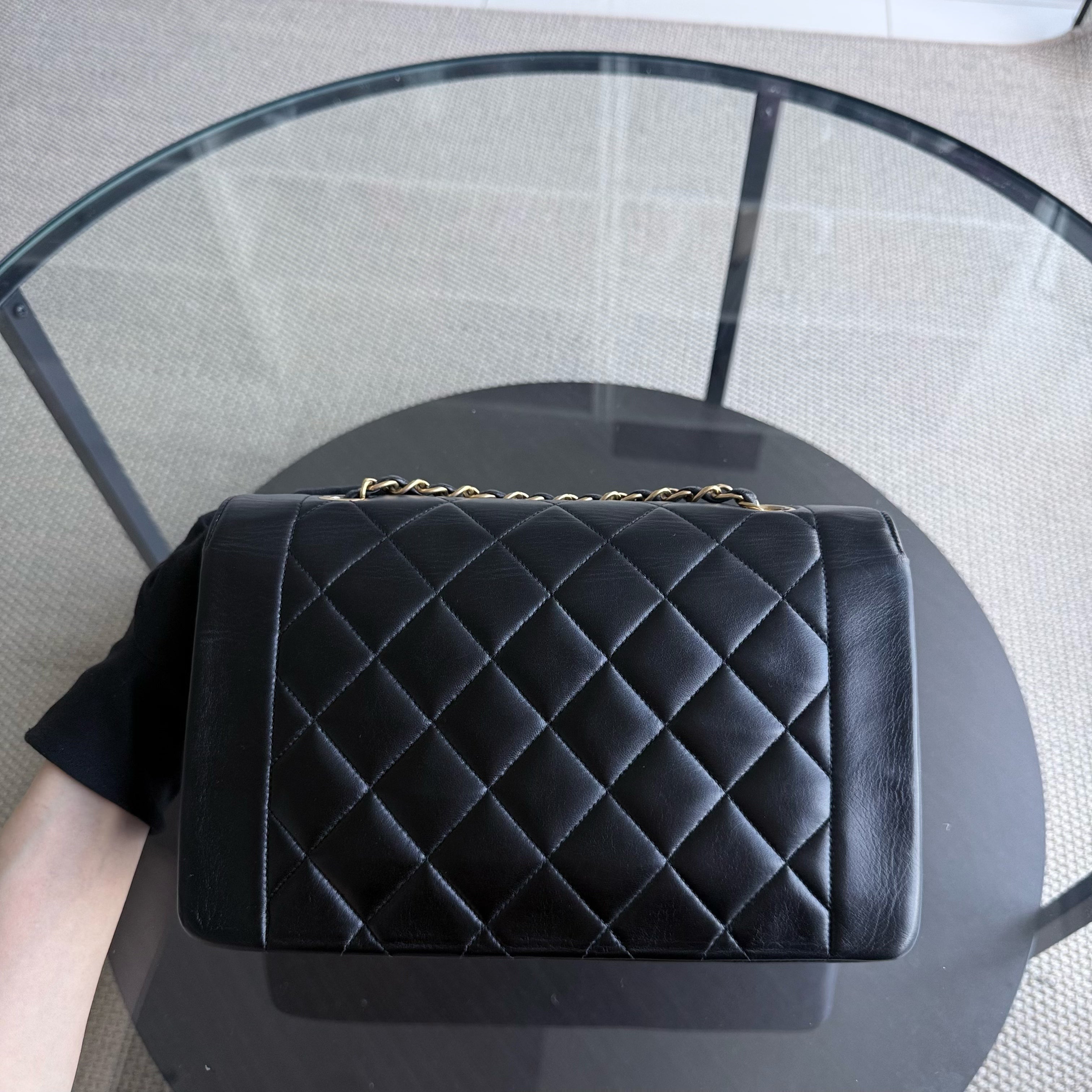 Chanel Diana Vintage - 25CM Quilted Lambskin Black Gold Hardware Series 2