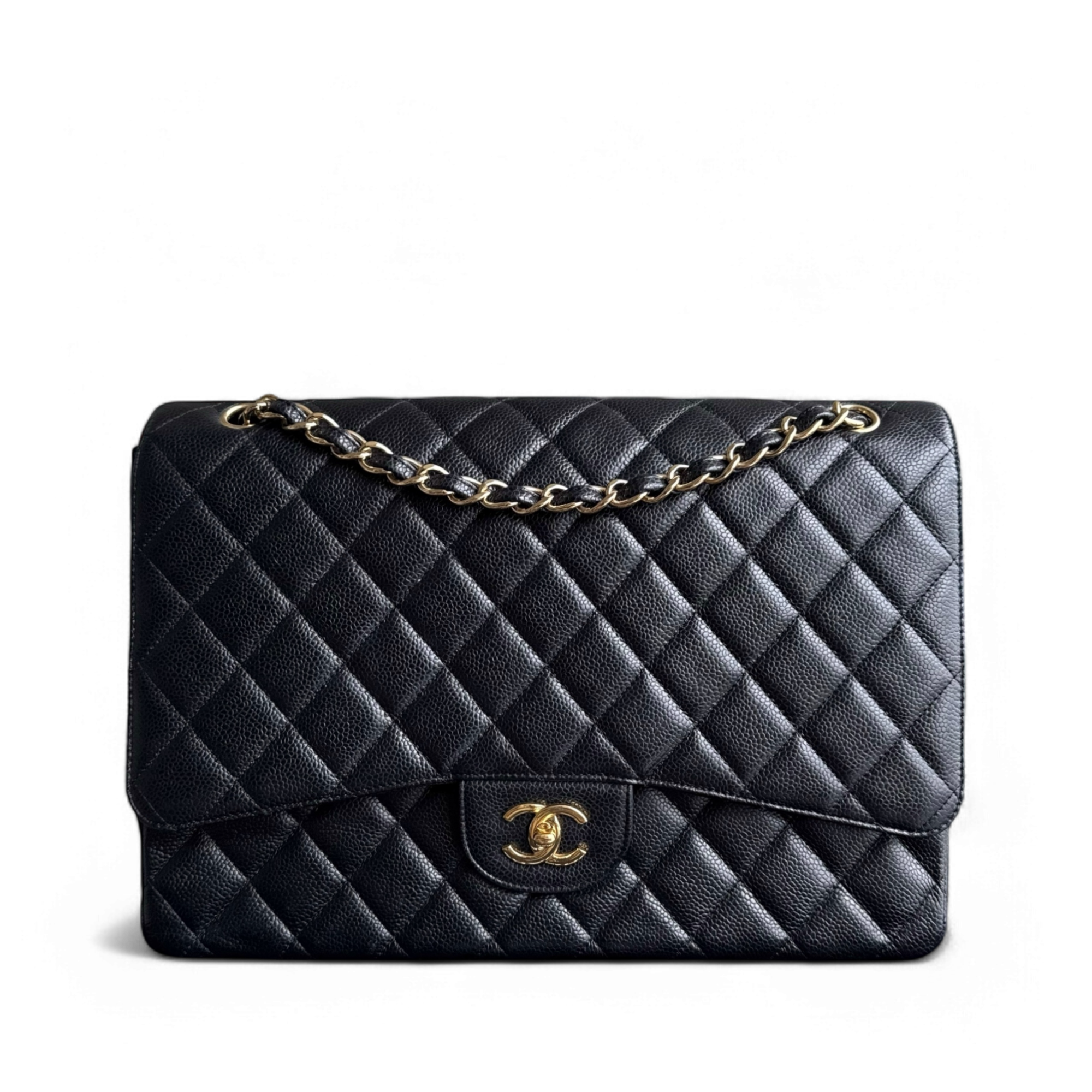 Chanel Classic Flap Maxi - Caviar 33CM Quilted Black Gold Hardware Series 13