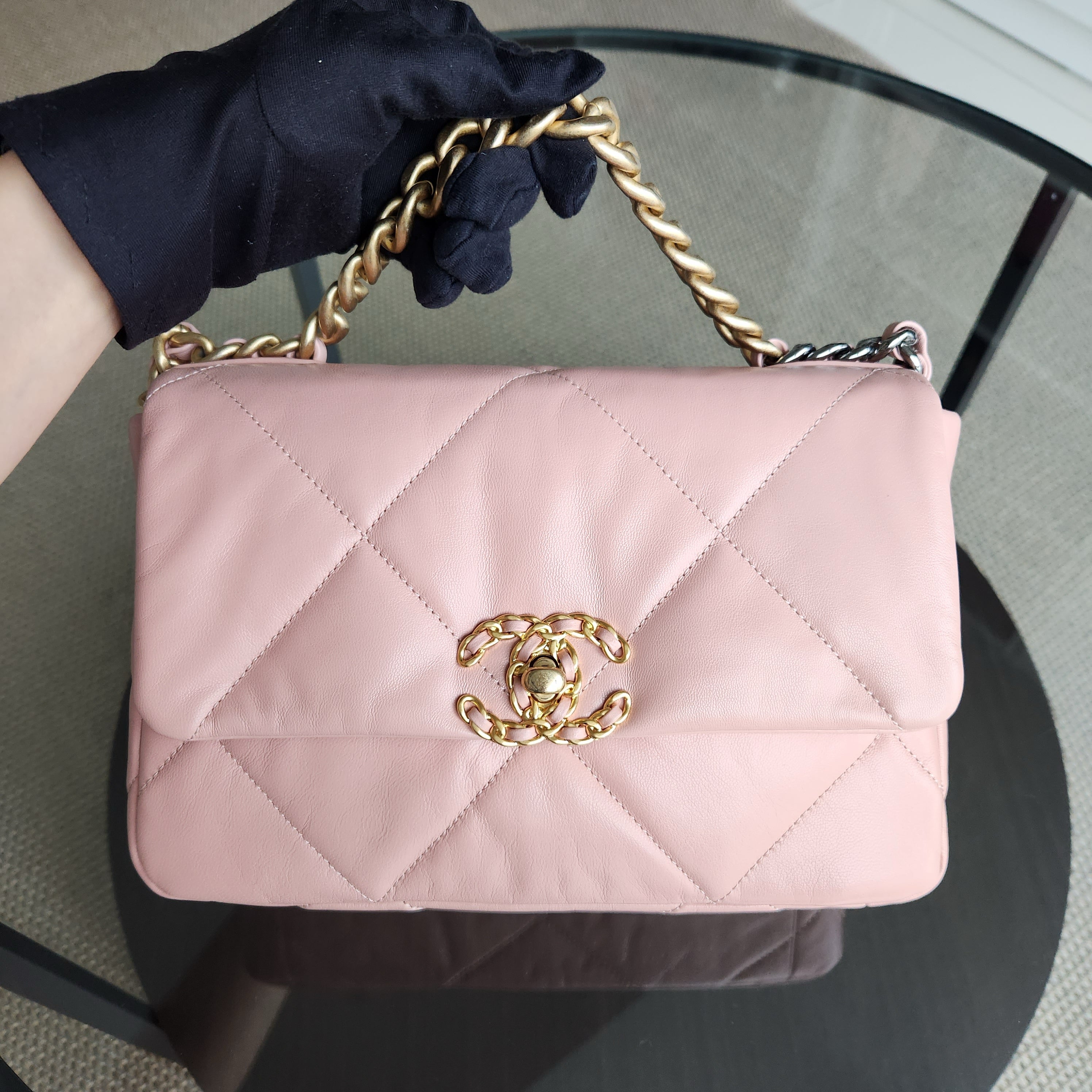 Chanel 19 Bag Small - C19 Sakura Pink Quilted Goatskin Two-tone Hardware Series 29