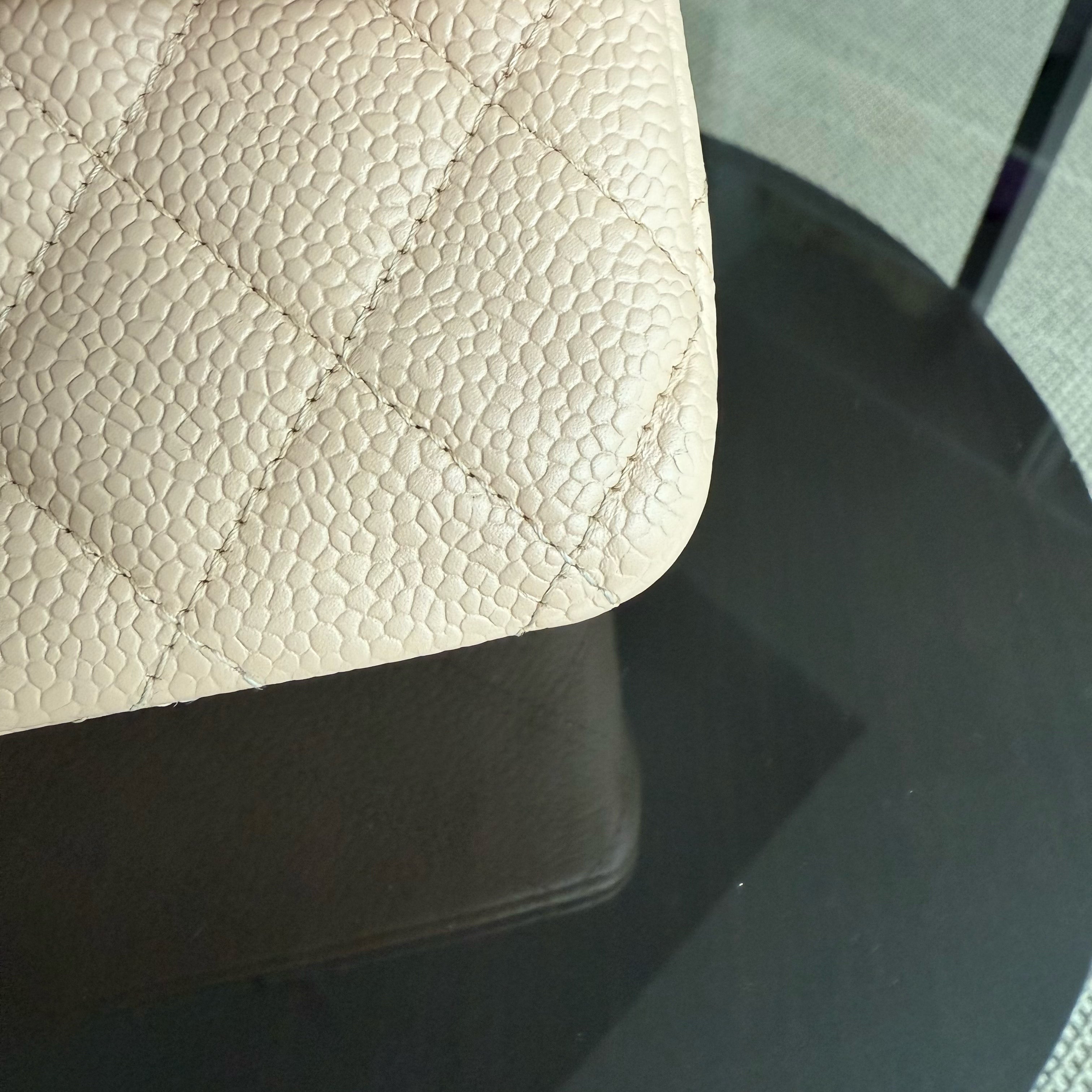 Chanel Classic Flap Medium - Caviar 25CM Quilted Beige 24K Gold Hardware Series 12