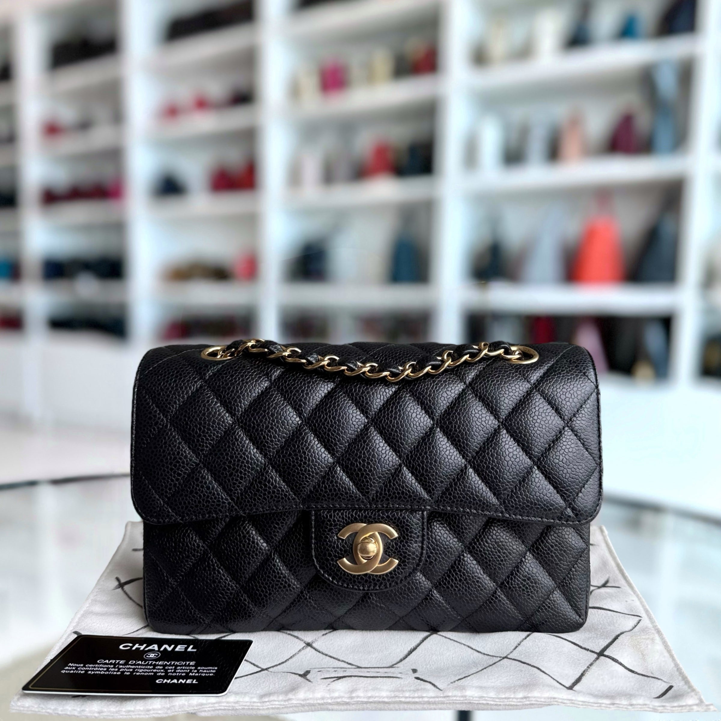 Chanel Classic Flap Small - Caviar 23CM Quilted Black Gold Hardware Series 29