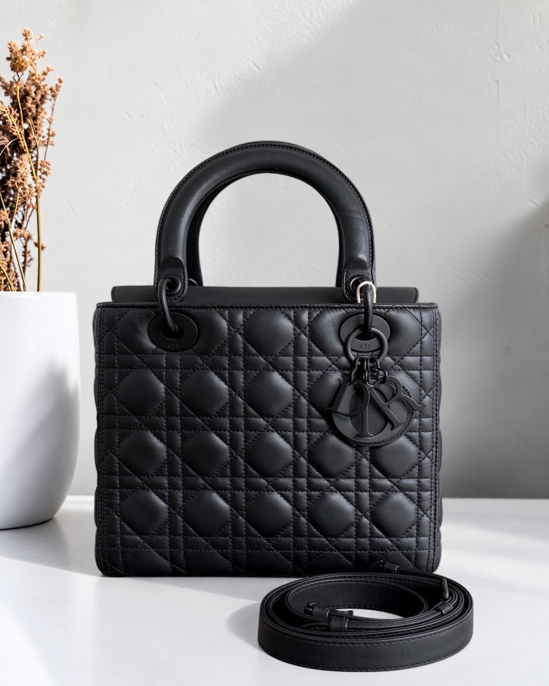 *Flap Open* Dior Lady Medium - Calfskin So Black Black Hardware