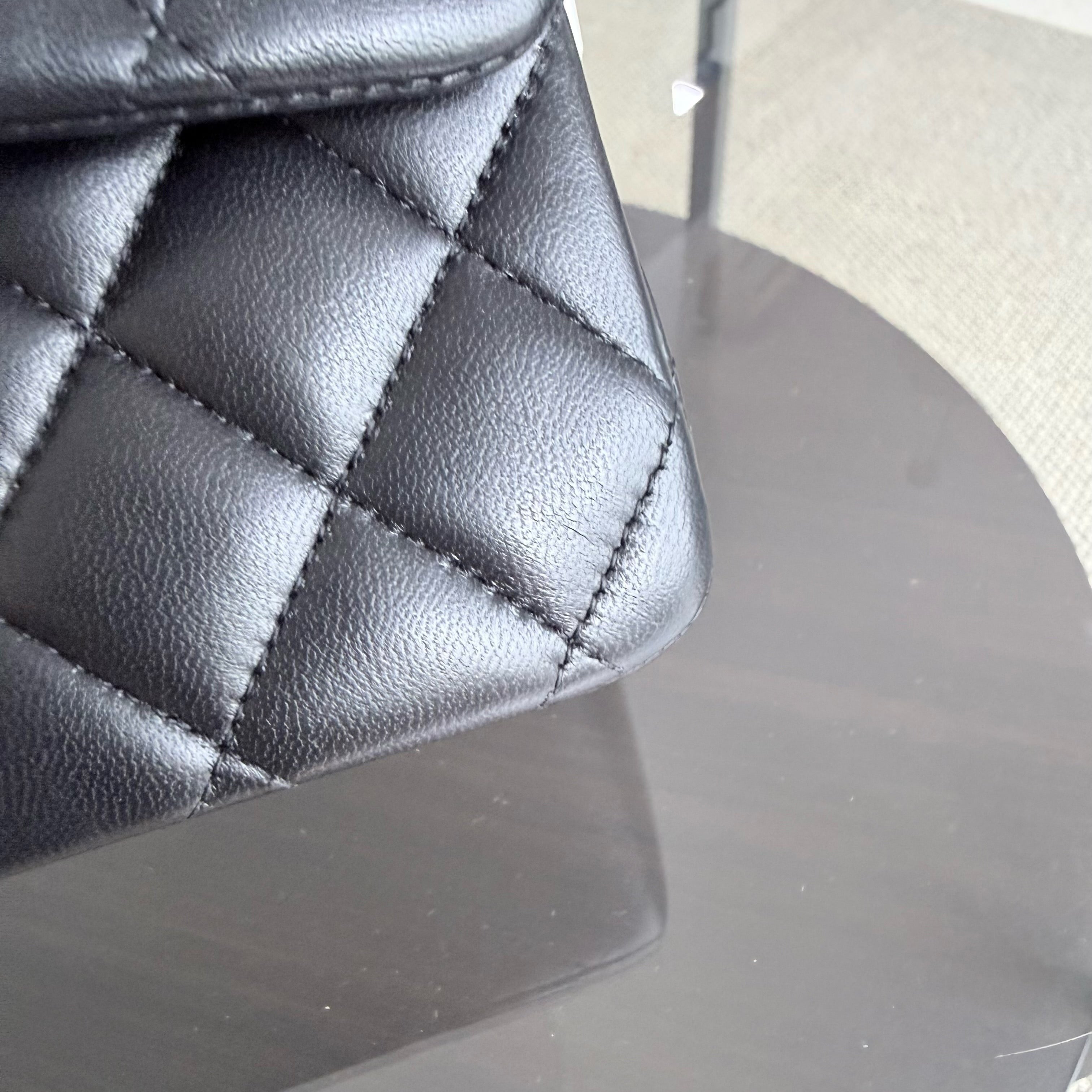 Chanel Classic Flap Medium - 25CM Quilted Lambskin Black Silver Hardware Series 16