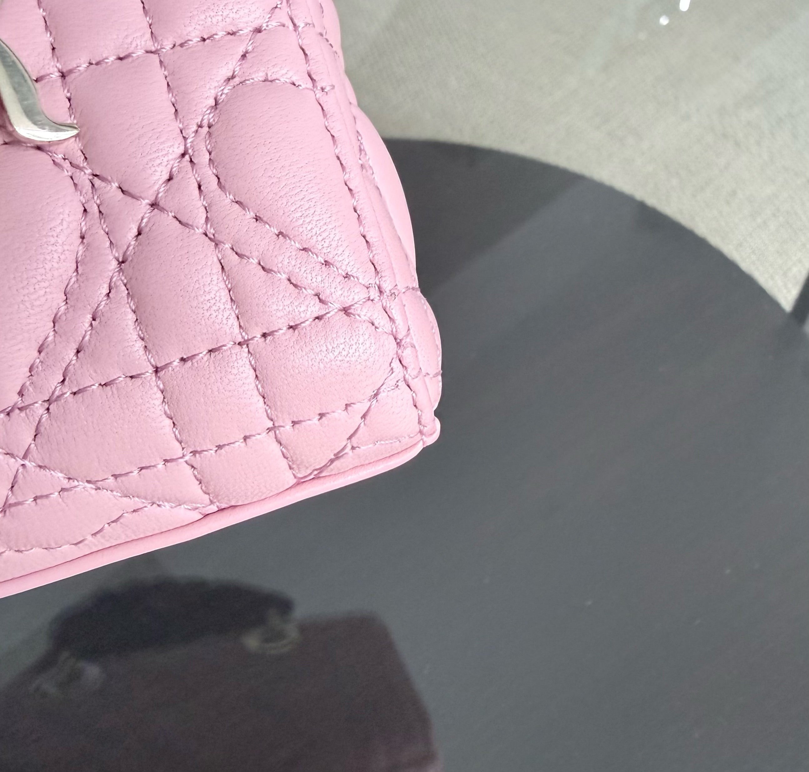 Dior D-Joy Mini - 17CM Lambskin Pink Gold Hardware