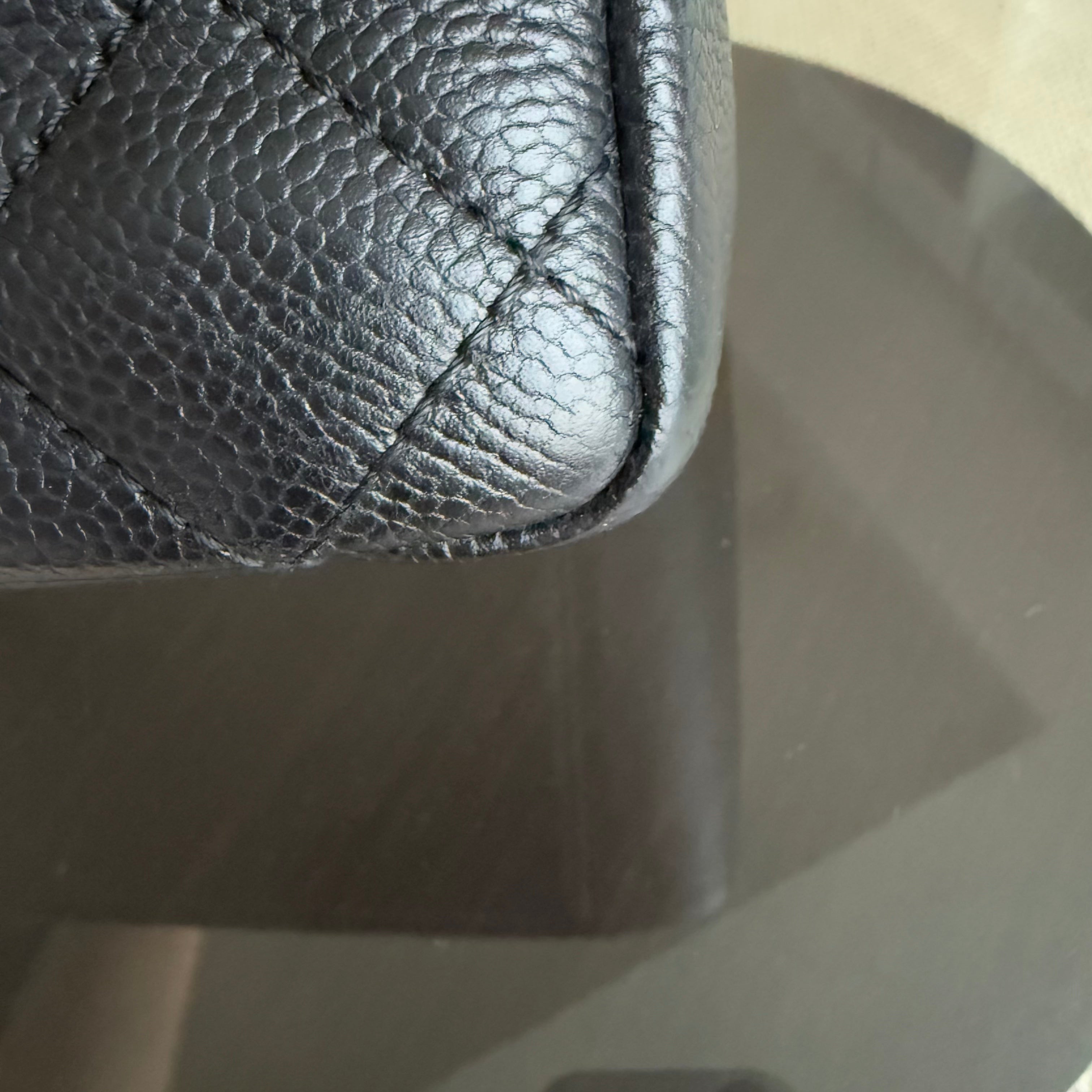 Chanel GST Grand Shopping Tote - Caivar Quilted Black Silver Hardware