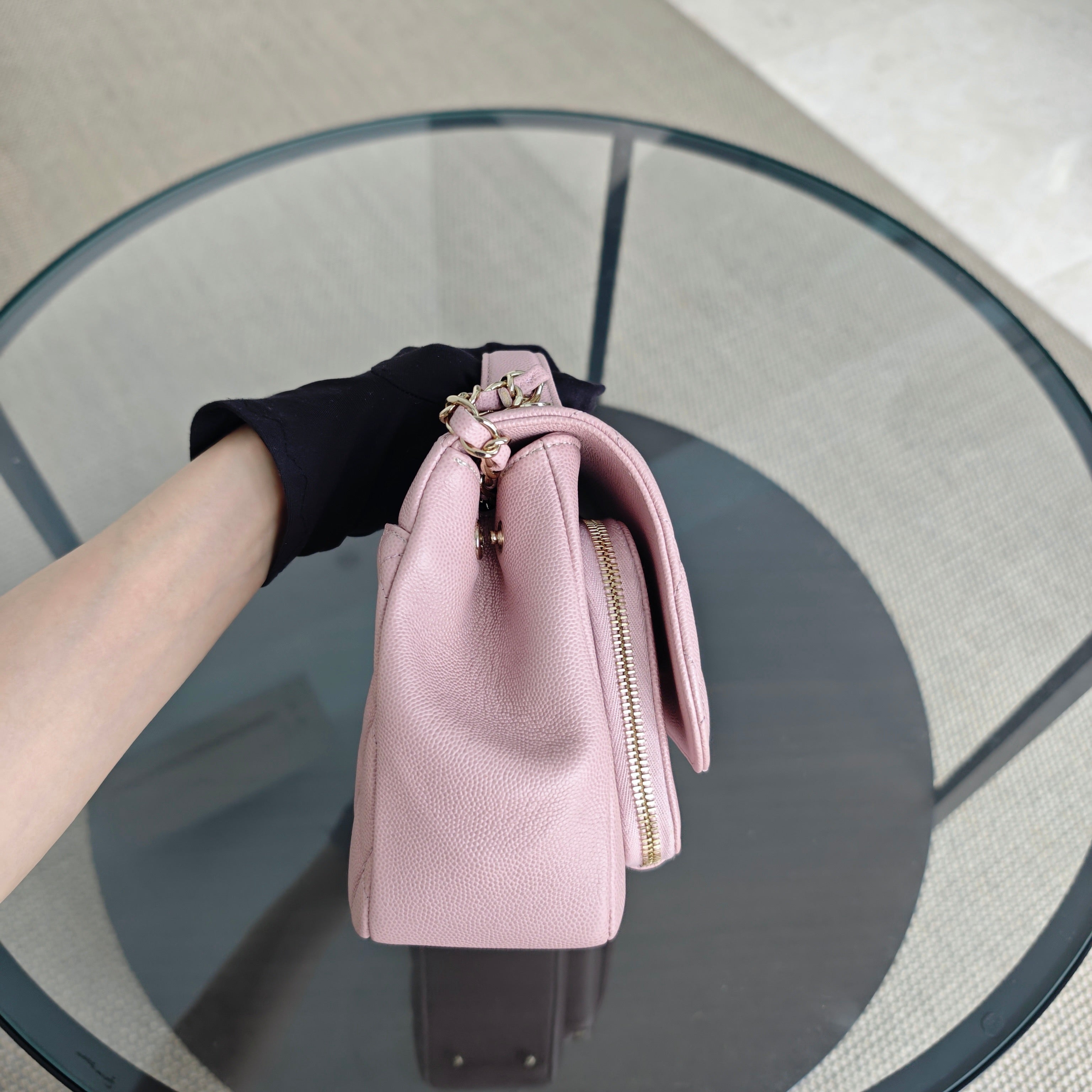 Chanel Business Affinity - Medium 23CM Caviar Quilted Sakura Light Pink Gold Hardware Series 25