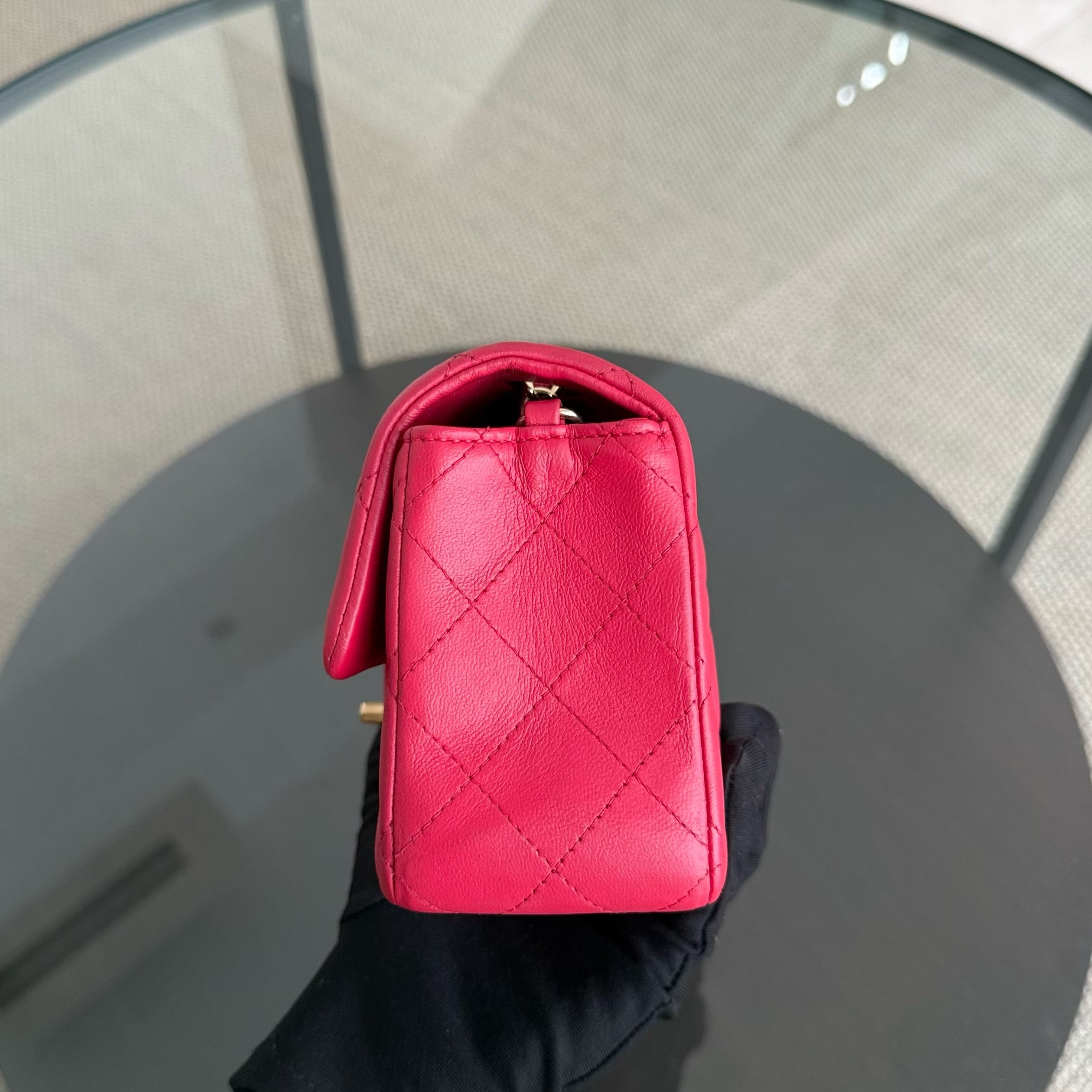 Chanel Mini Rectangle Classic Flap - 20CM Lamskin Quilted Red Gold Hardware Series 21