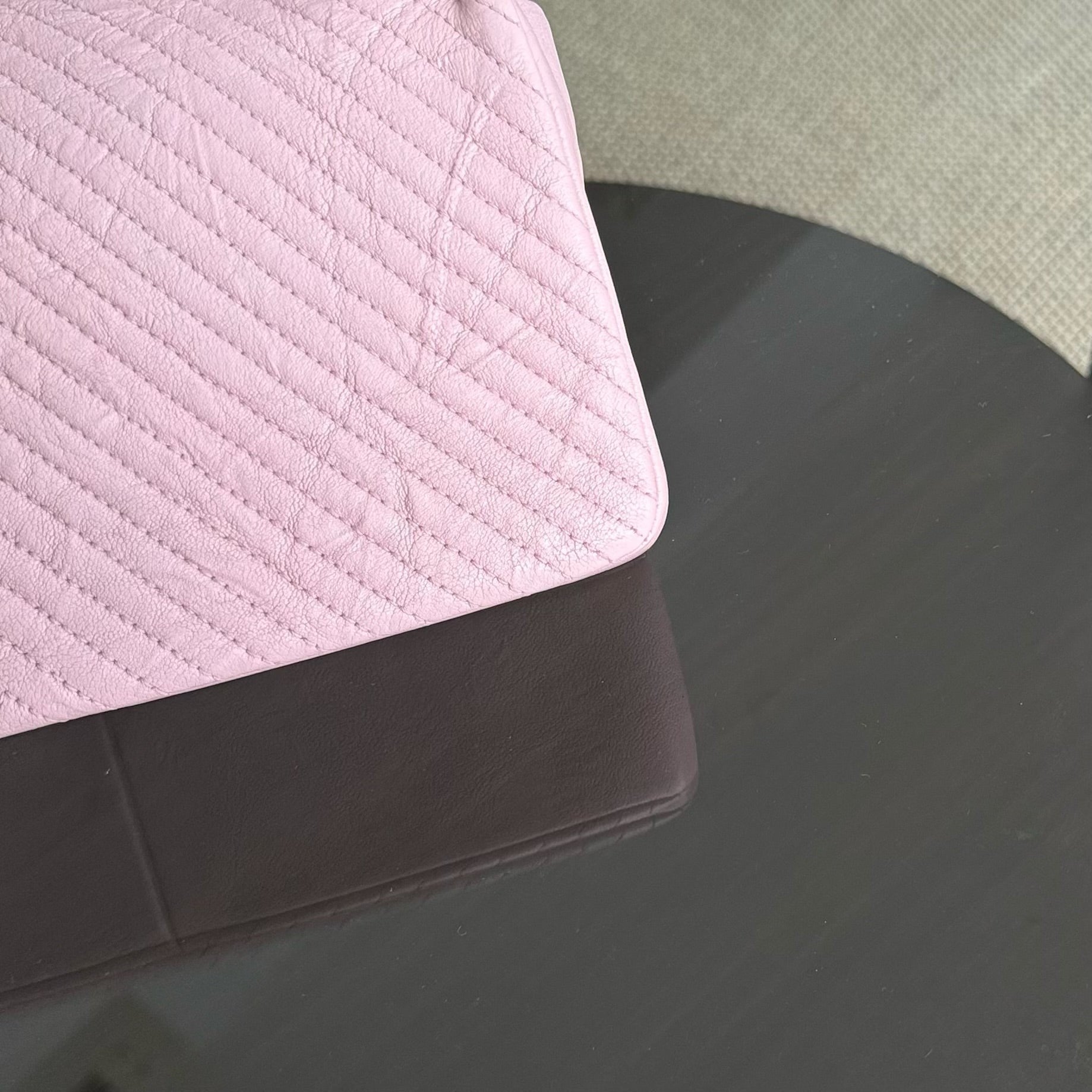 Chanel Herringbone Medallion - Chevron Seasonal Flap Light Pink Aged Gold Hardware Series 21