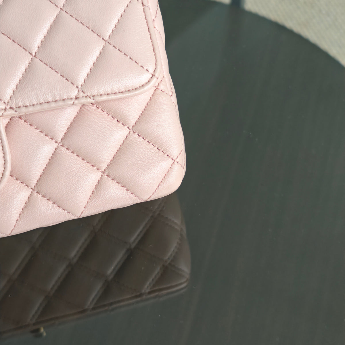Chanel Classic Flap Mini Top Handle -Quilted Lambskin Gold Hardware Microchip