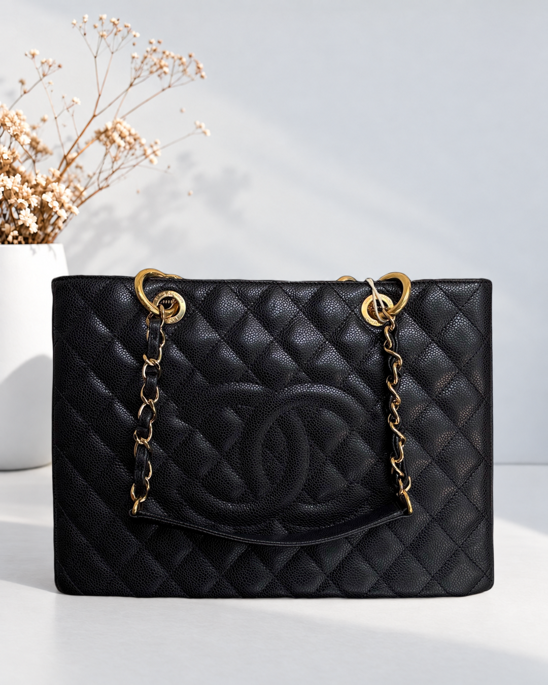 Chanel GST Grand Shopping Tote - Caviar Quilted Black Gold Hardware