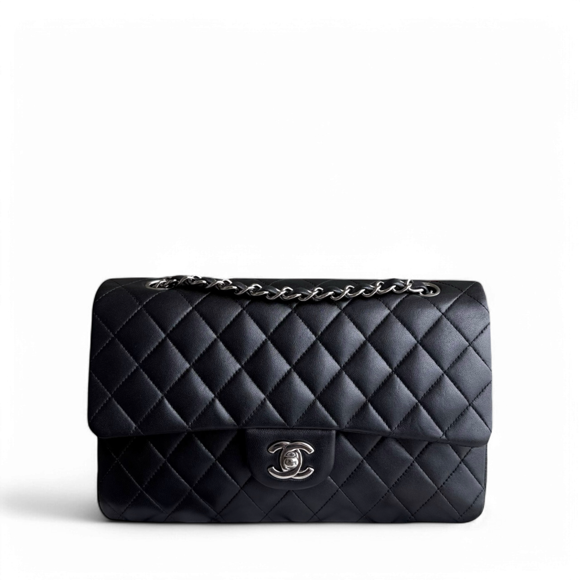 Chanel Classic Flap Medium - 25CM Quilted Lambskin Black Silver Hardware Series 13