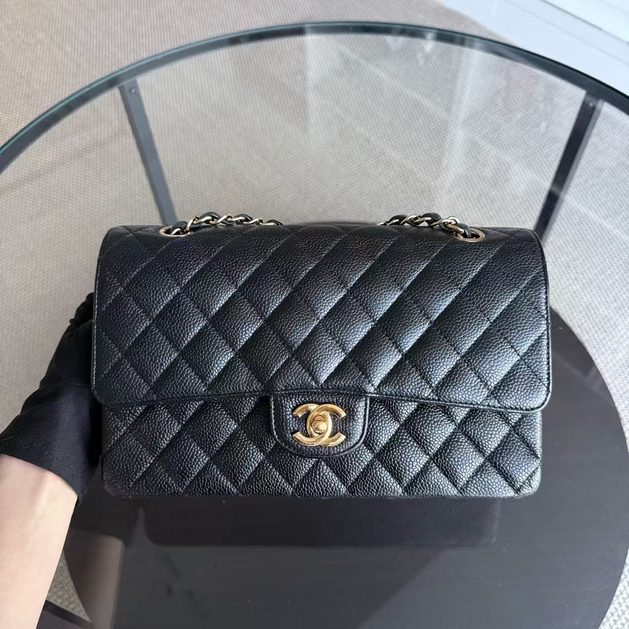 Chanel Classic Flap Medium - Caviar 25CM Quilted Black Gold Hardware Series 13