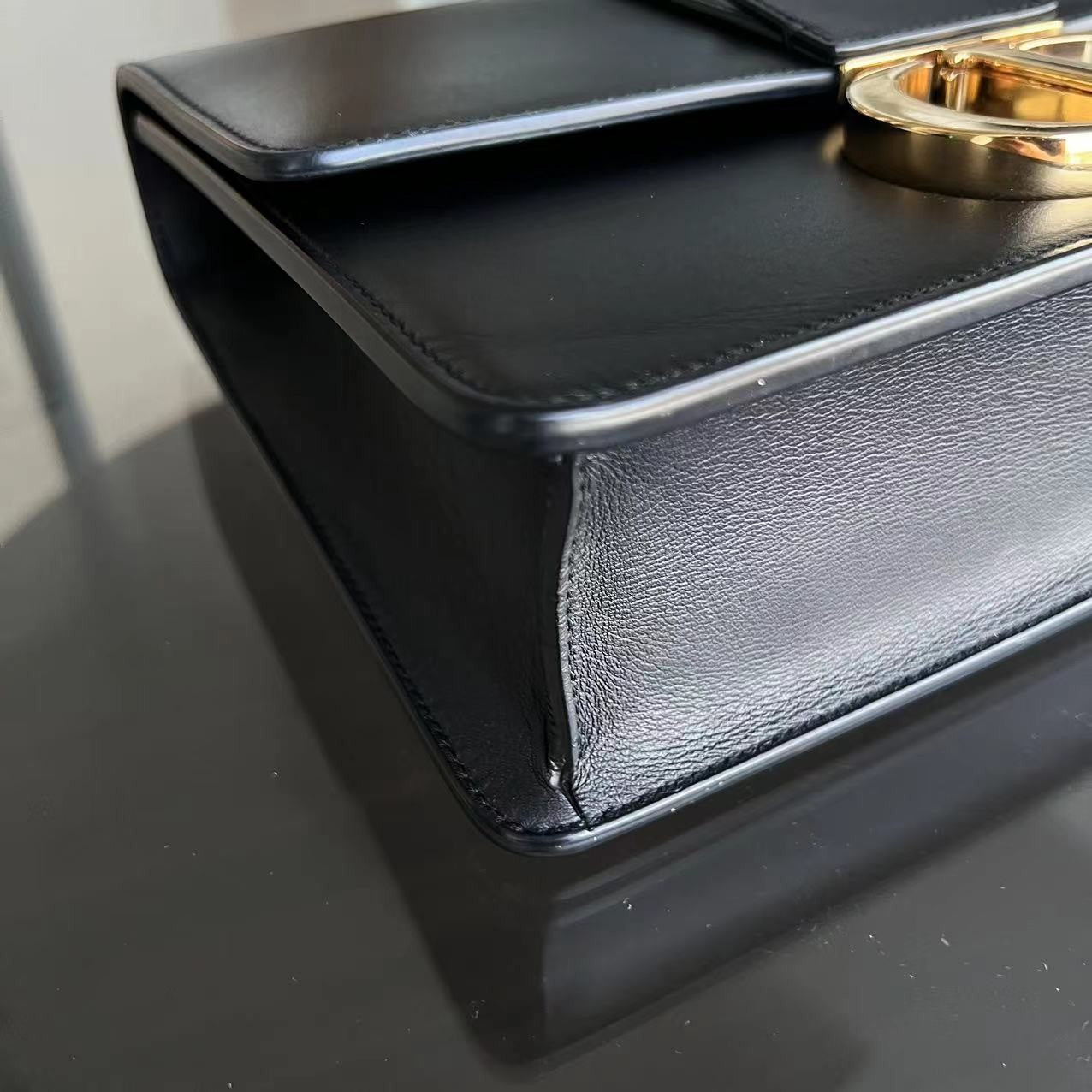 Dior 30 Montaigne - Smooth Calfskin Black Golden Hardware with Strap