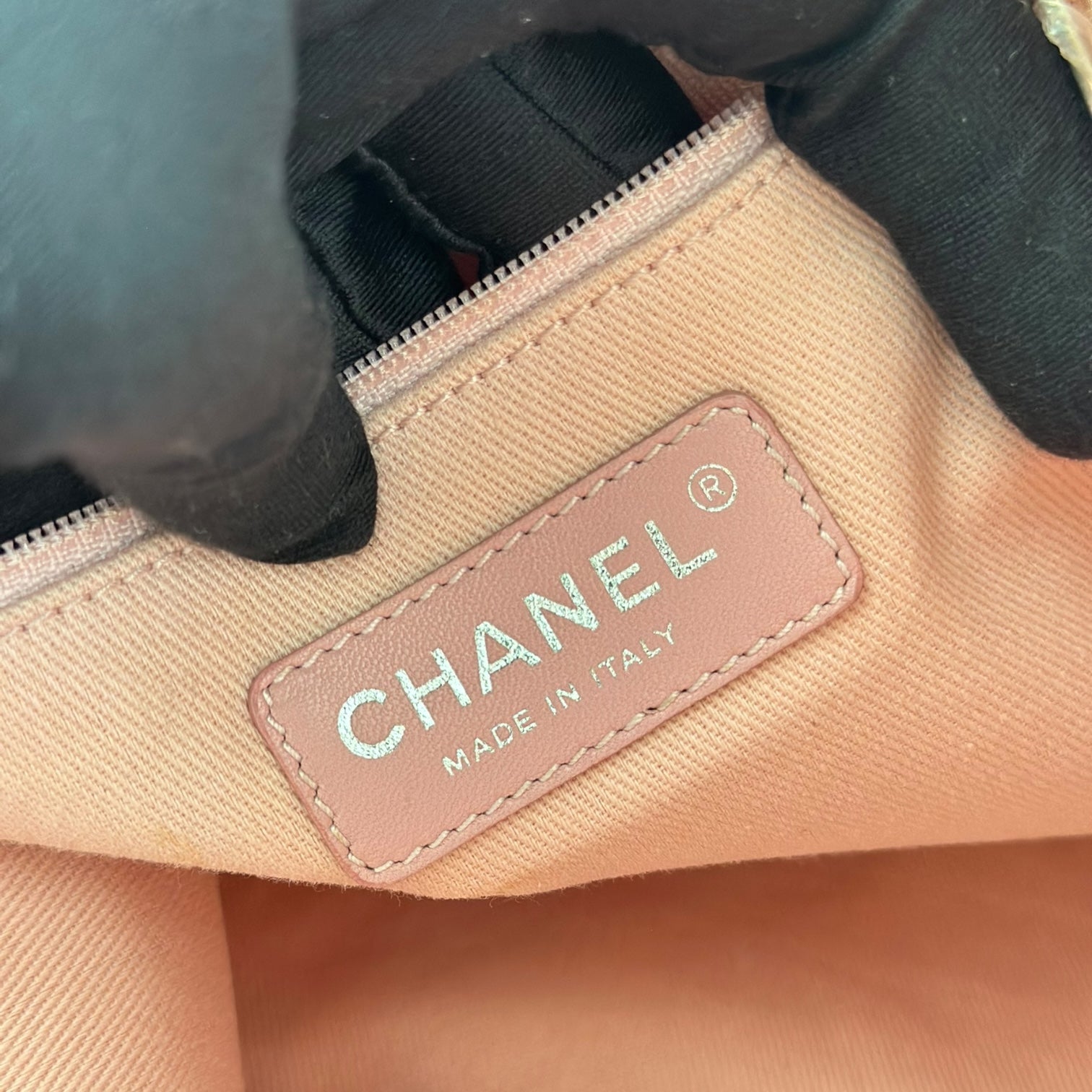 Chanel Deauville Mini - Fabric Tote Pink Silver Hardware Series 21